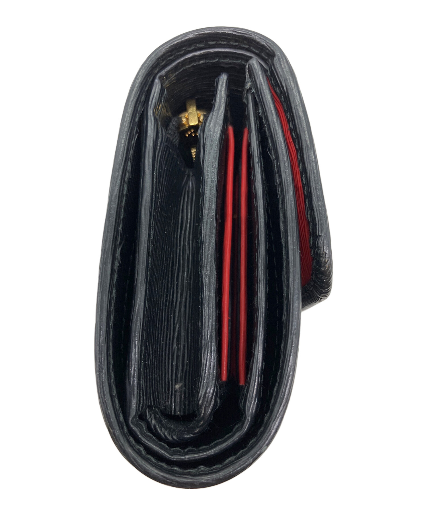 すずらん＊ PRADA 三つ折り財布 ブラック/レッド すずらん＊様専用 PRADA 三つ折り財布 ブラック/レッド 【公式通販】