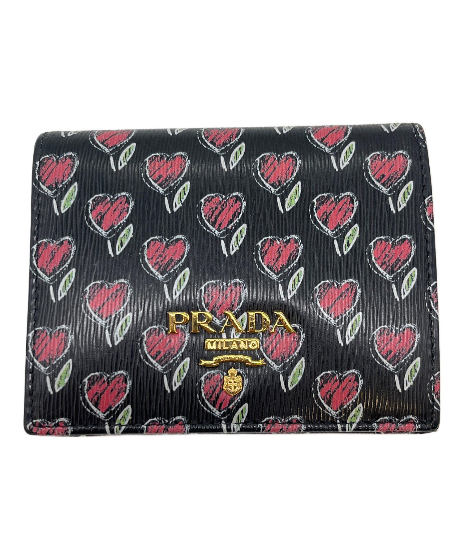 中古・古着通販】PRADA (プラダ) 2つ折り財布 ブラック｜ブランド