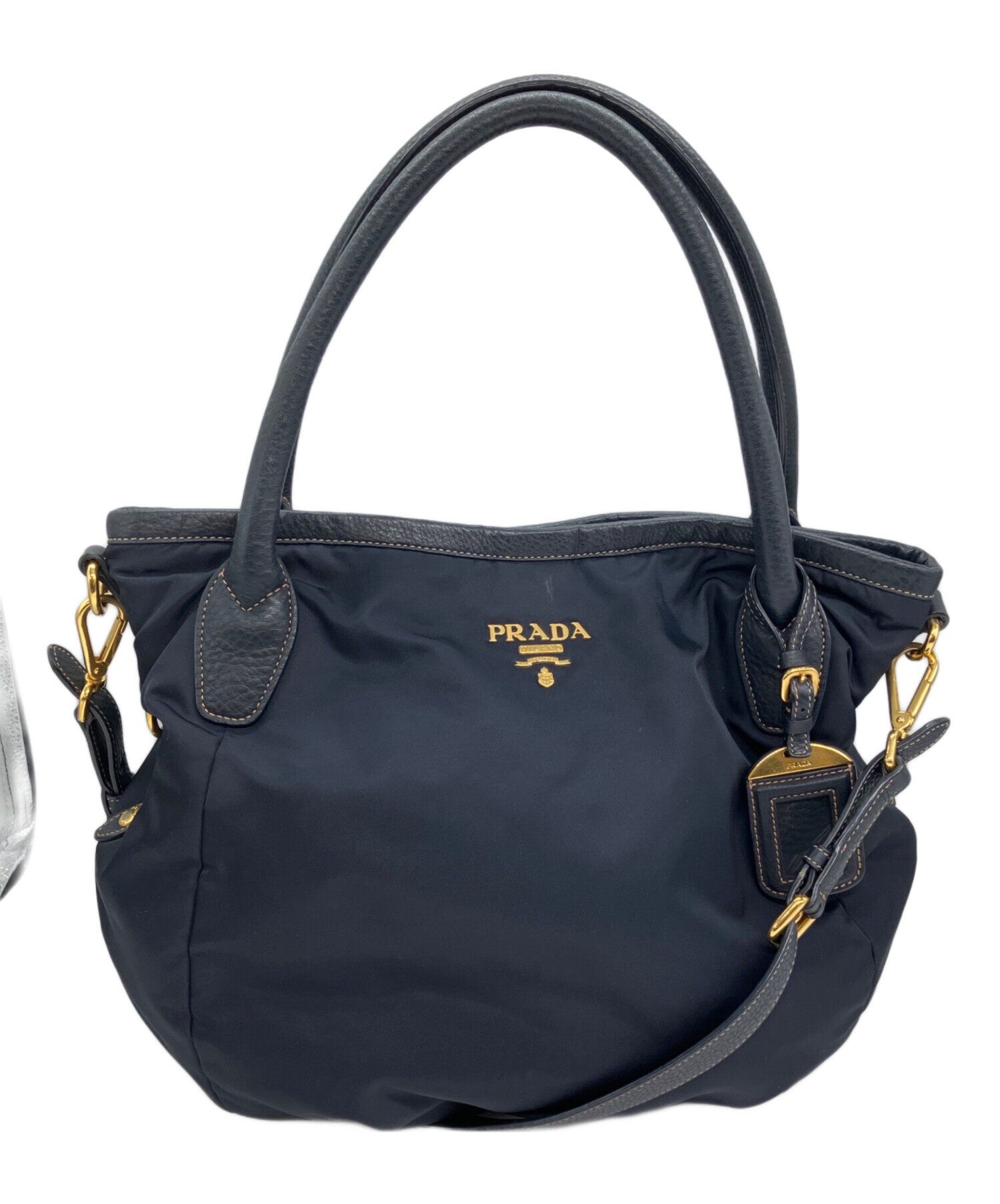 【中古品】PRADA ネイビー レザー 2wayビジネスバッグ プラダ PRADA ビジネス 2VE3689Z2F0216 ブリーフケース 2WAYバッグ