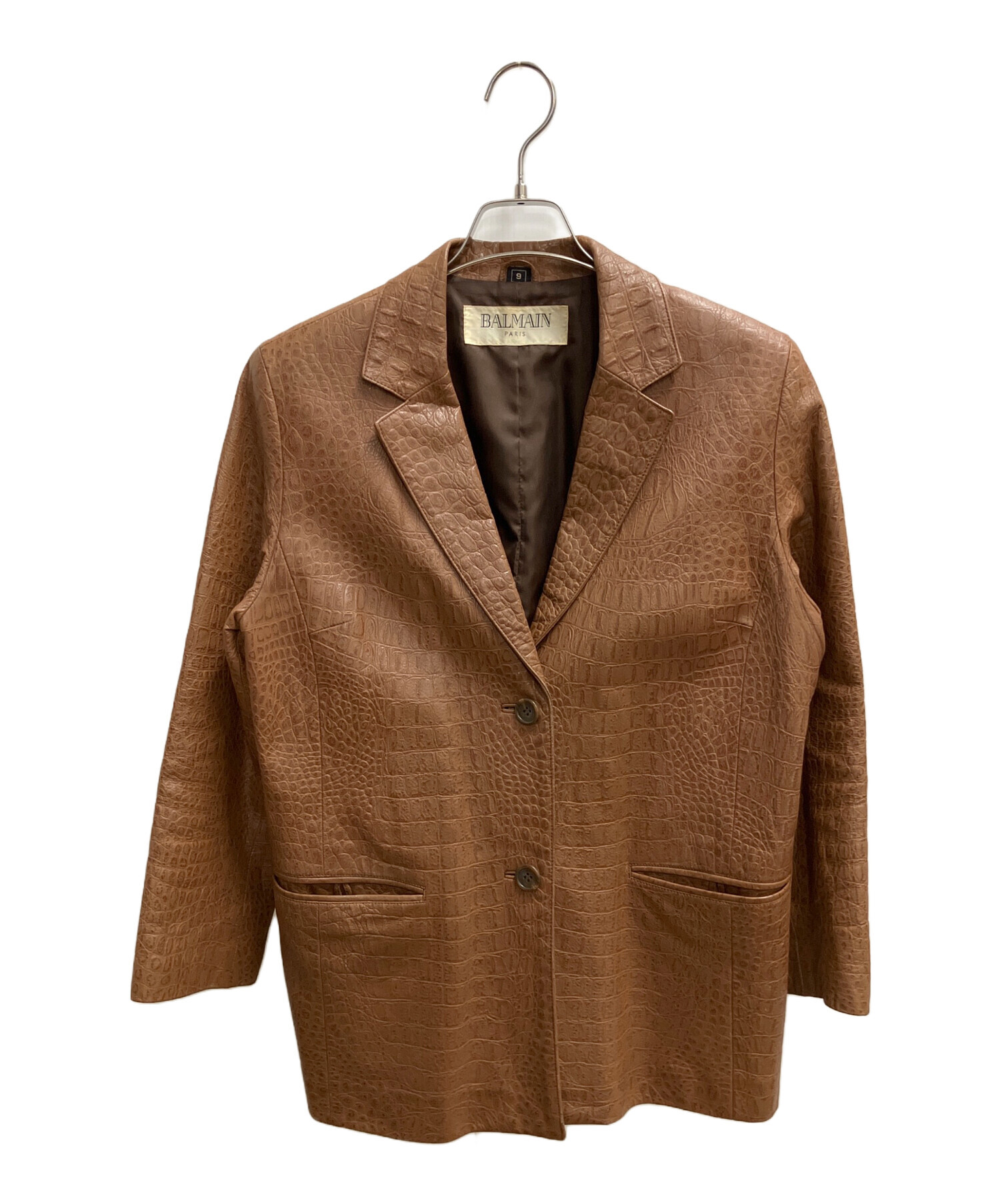 BALMAIN ブラウン レザージャケット サイズ9 中古・古着通販】BALMAIN (バルマン) レザージャケット ブラウン