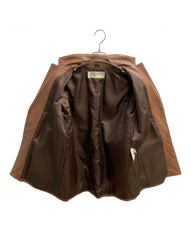 中古・古着通販】BALMAIN (バルマン) レザージャケット ブラウン