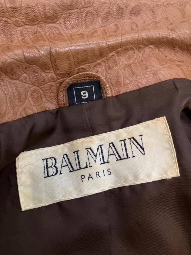 BALMAIN ブラウン レザージャケット サイズ9 中古・古着通販】BALMAIN (バルマン) レザージャケット ブラウン