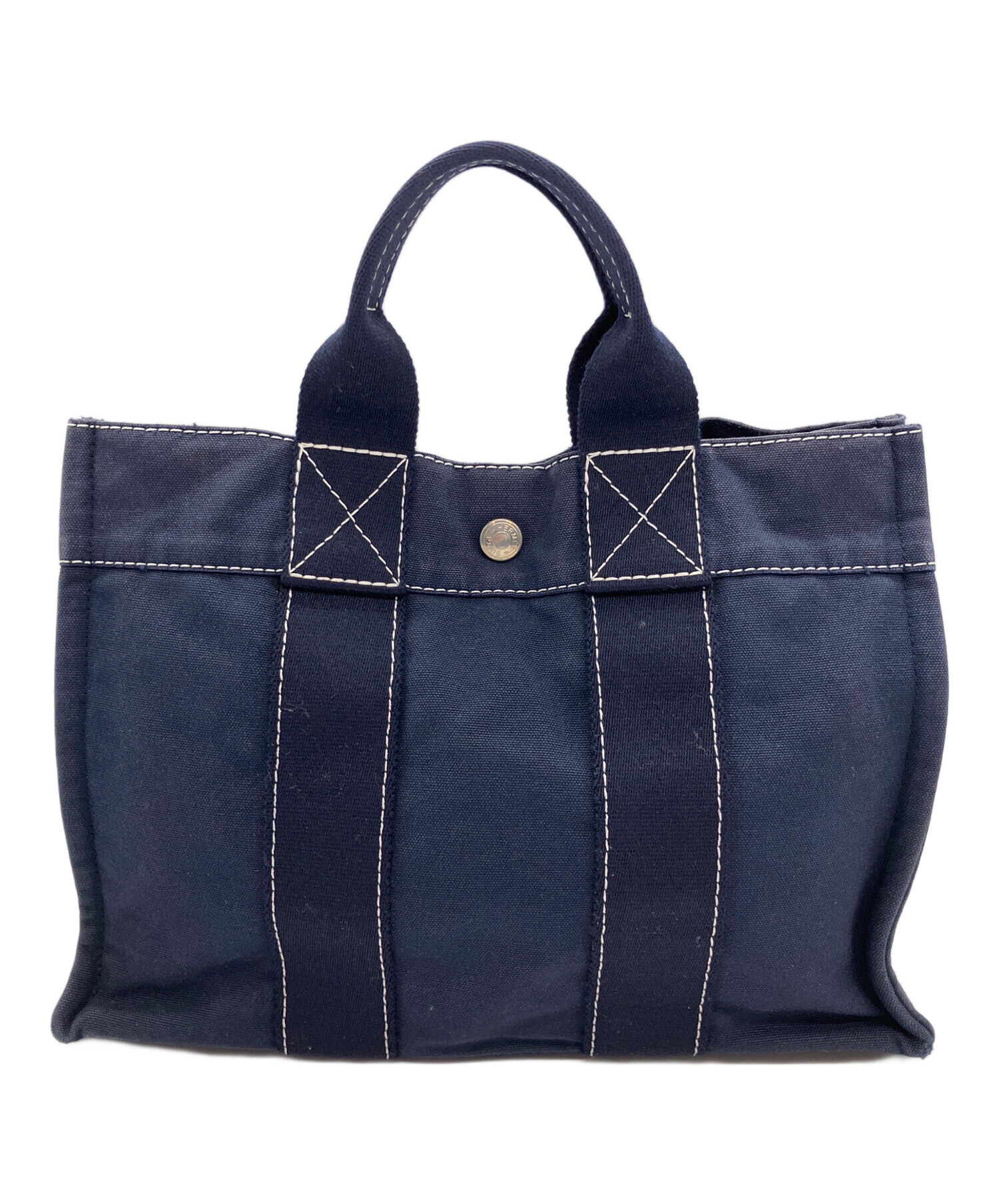 HERMES エルメス　ドーヴィルMM ネイビー　トートバッグ　フランス製 中古・古着通販】HERMES (エルメス) ドーヴィルPM ネイビー｜ブランド