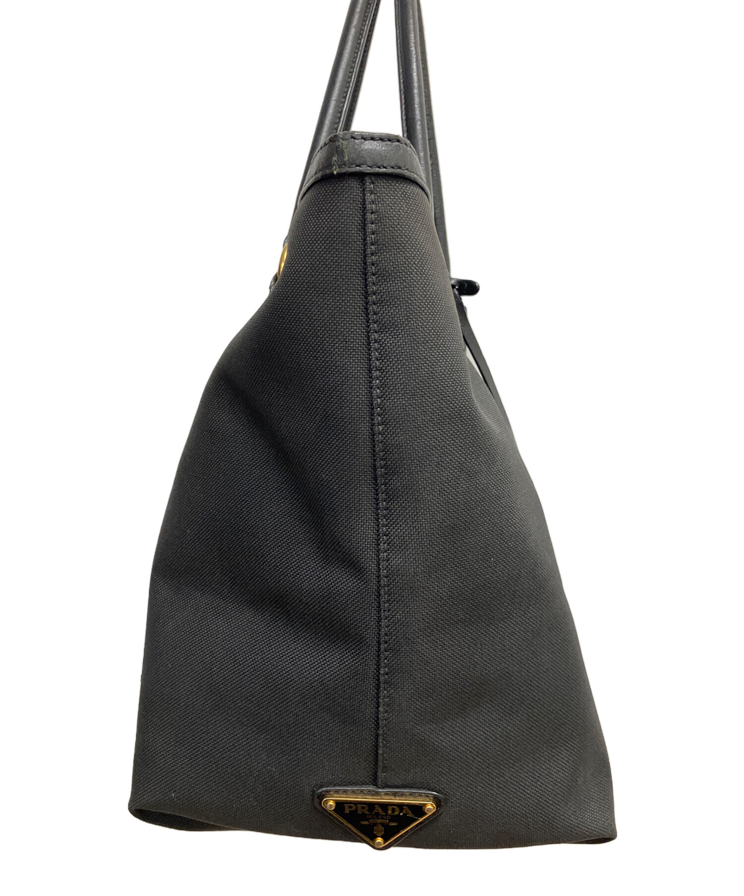 PRADA ロゴ　ジャガード 中古・古着通販】PRADA (プラダ) ロゴジャガードトートバッグ ブラック