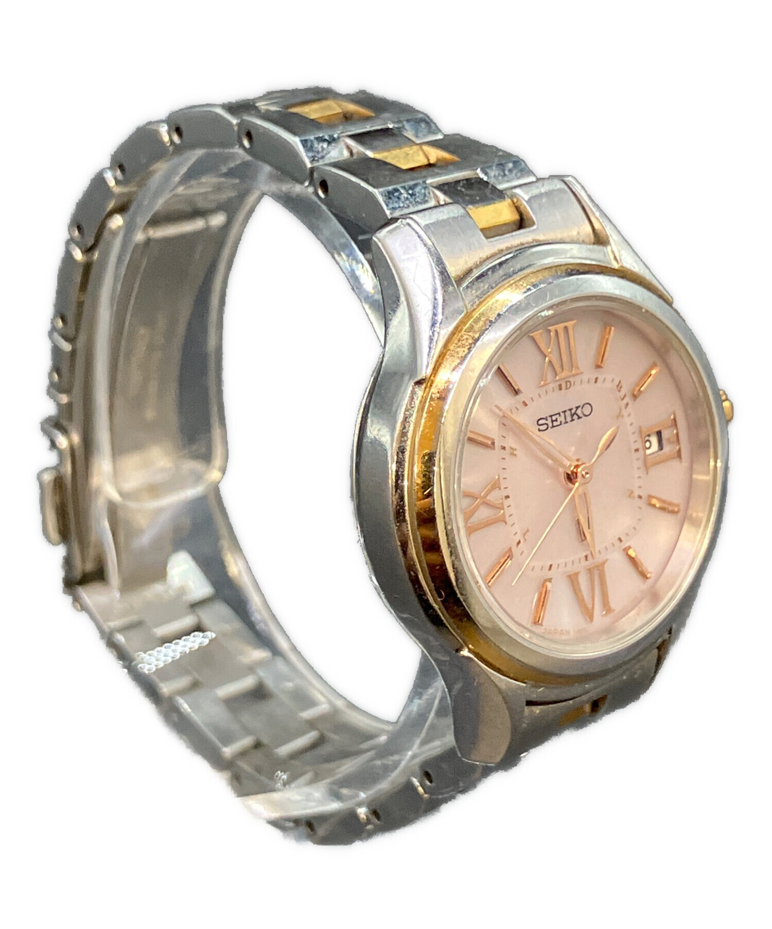 【美品】SEIKO ルキア 1B22 コンビカラー ピンク文字盤 回路検査済 中古・古着通販】SEIKO (セイコー) ルキア 腕時計 ピンク｜ブランド