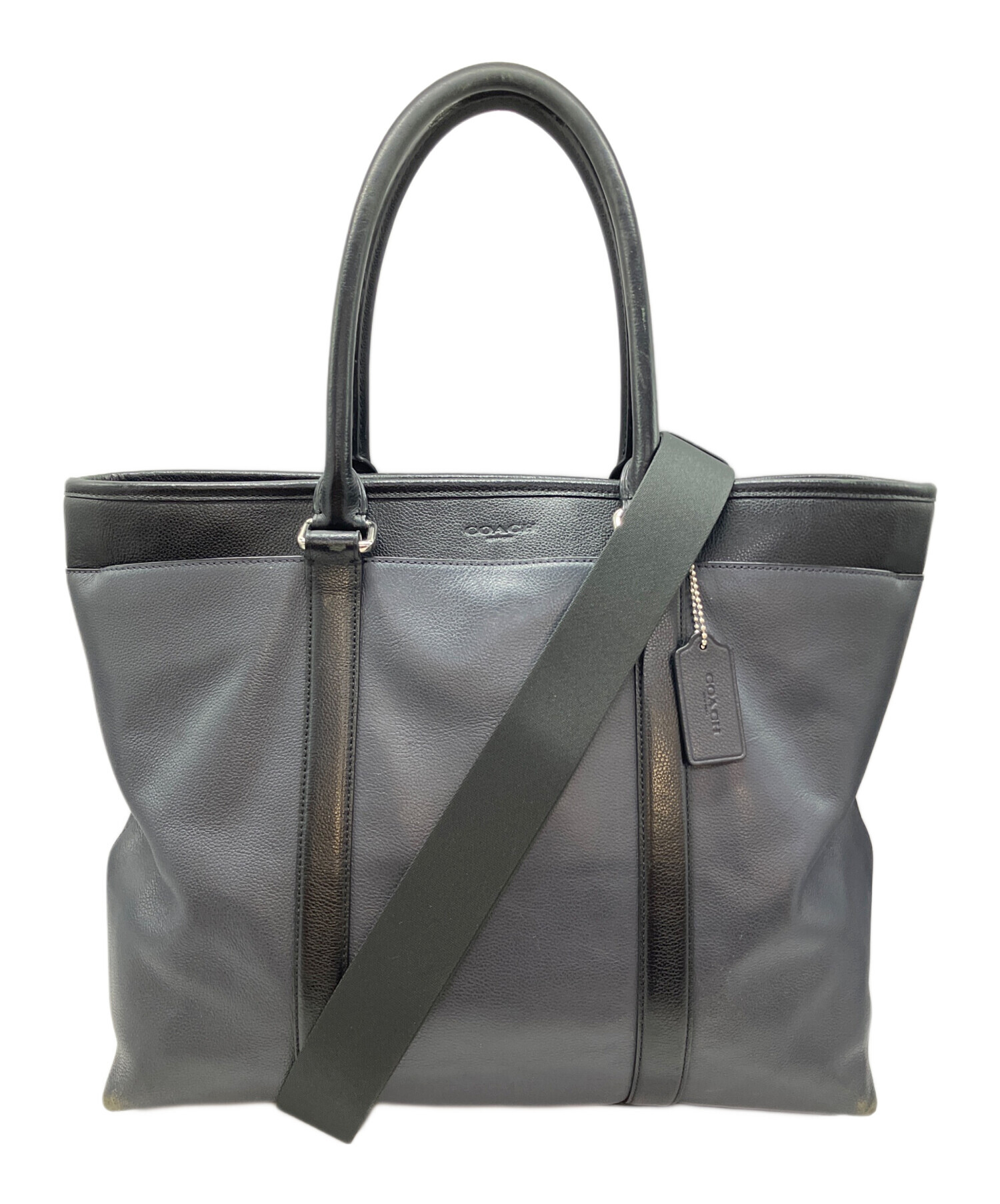 COACH グレー 2Wayビジネスバッグ 保存袋付き 中古・古着通販】COACH (コーチ) ネイサン 2WAYトートバッグ ブラック