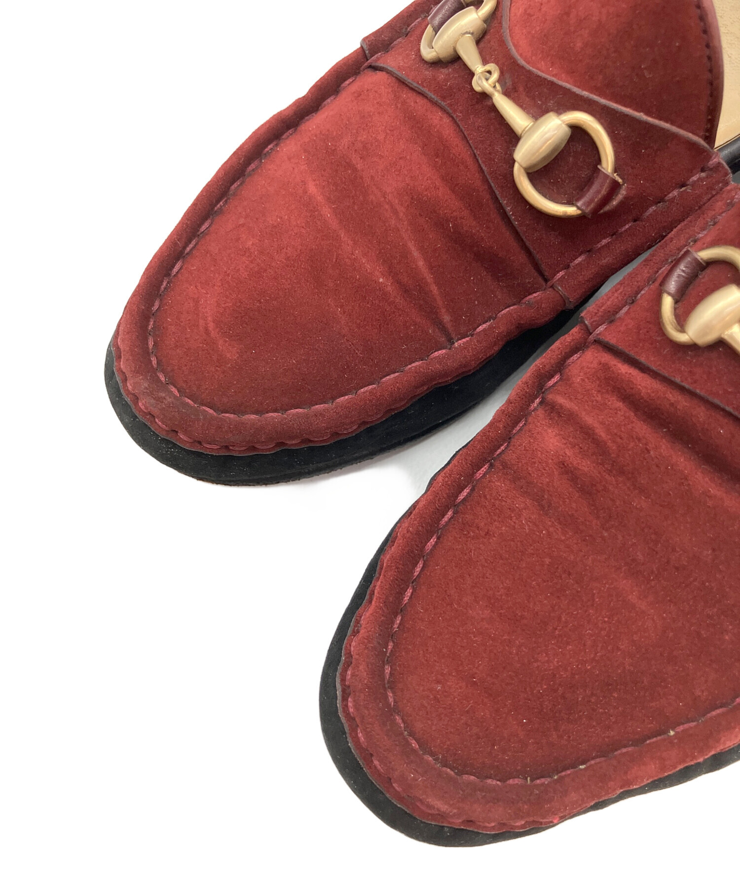 中古・古着通販】GUCCI (グッチ) ビットローファー ボルドー×ブラック