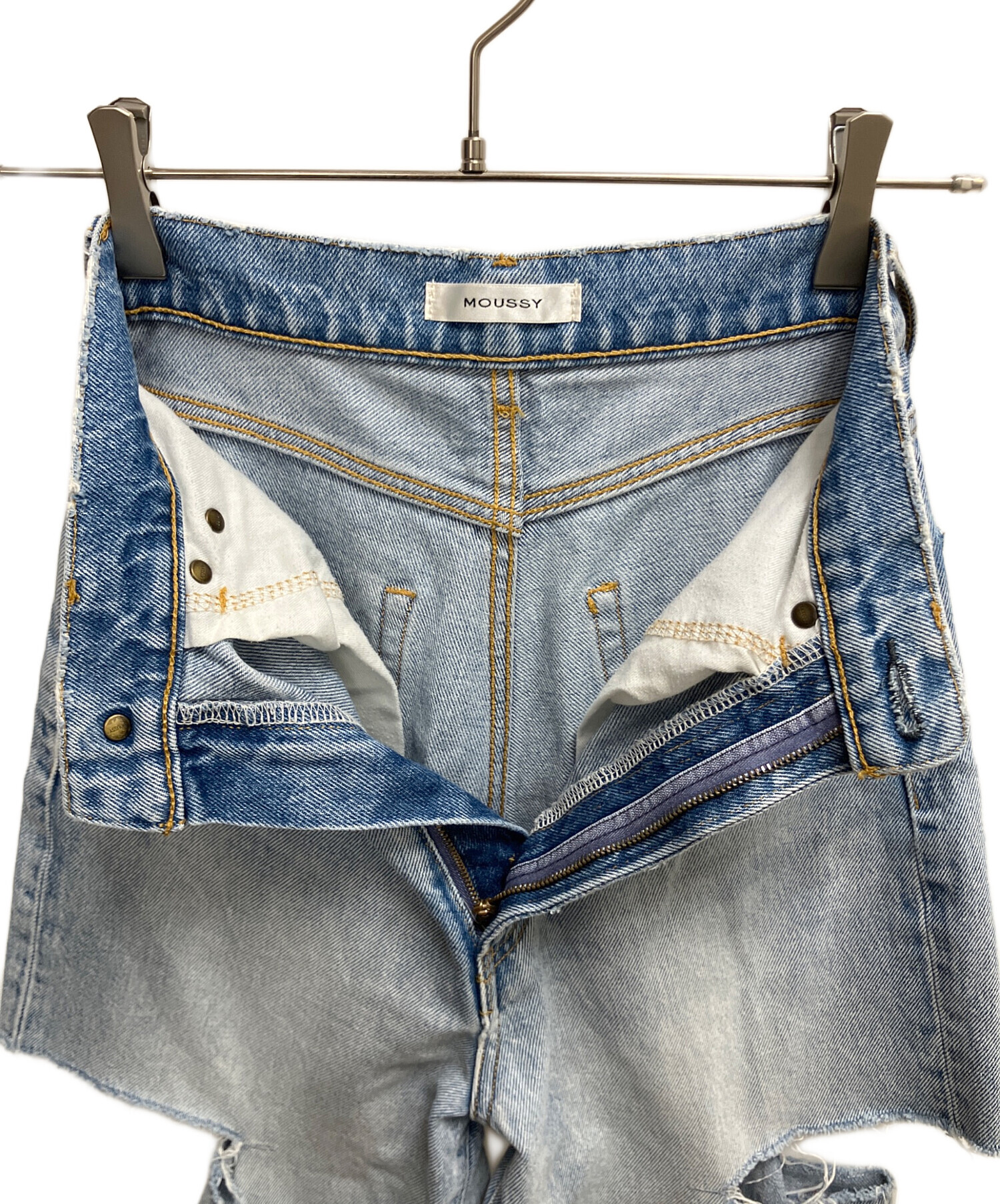 中古・古着通販】moussy (マウジー) THIGH SLIT LOOSE STRAIGHT スカイ