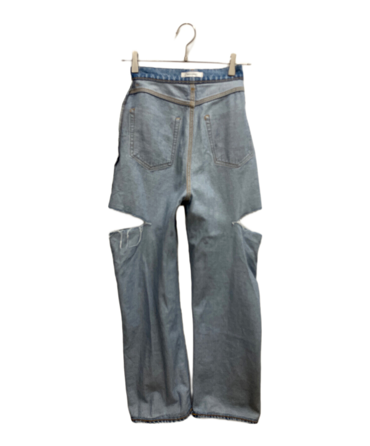 中古・古着通販】moussy (マウジー) THIGH SLIT LOOSE STRAIGHT スカイ