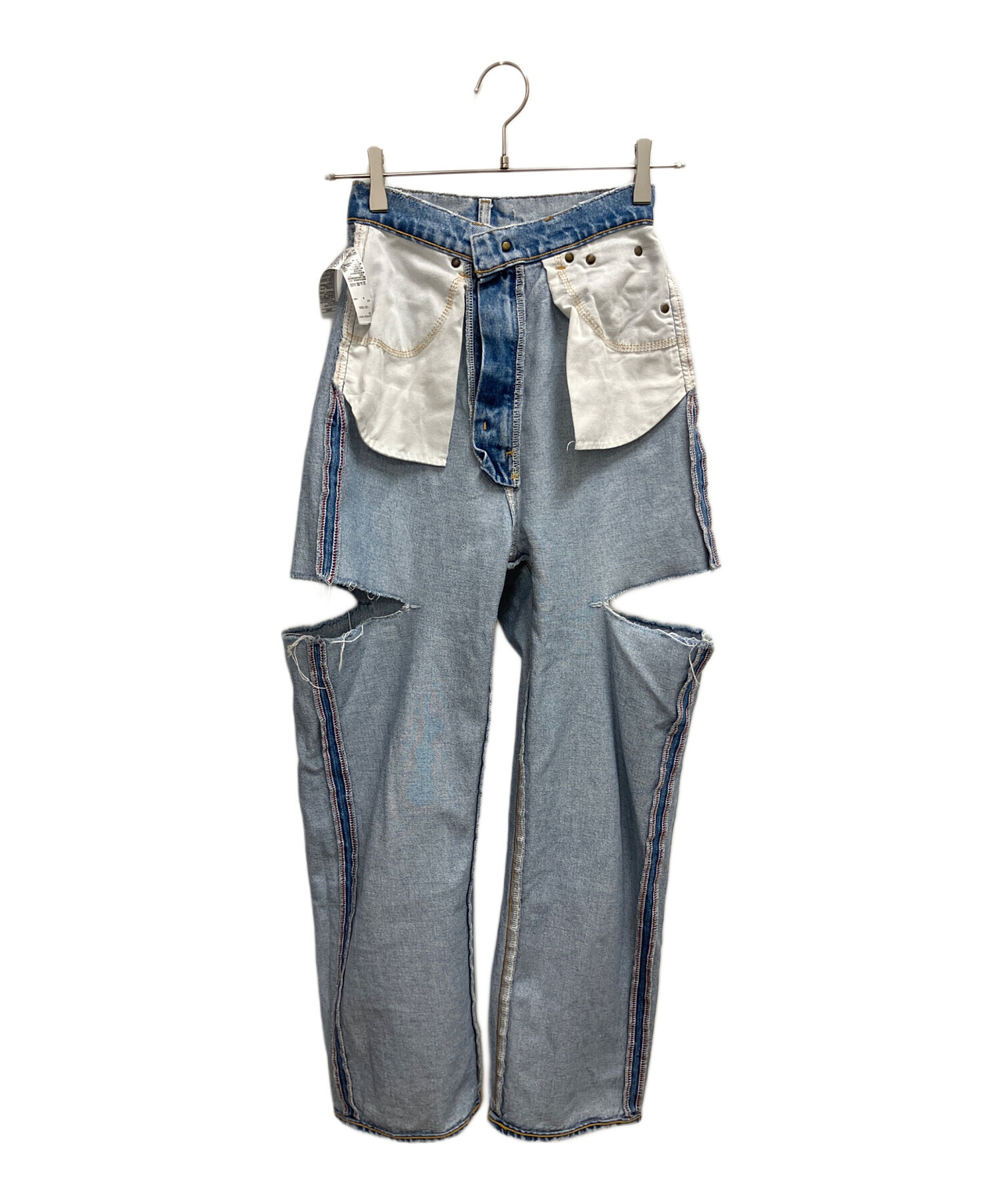 中古・古着通販】moussy (マウジー) THIGH SLIT LOOSE STRAIGHT スカイ