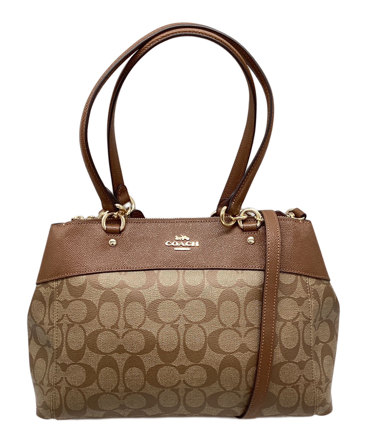 ⑤ COACH ビジネスバッグ 2way シグネチャー　ハンドバッグ　【043】 中古・古着通販】COACH (コーチ) シグネチャー 2WAYバッグ ベージュ