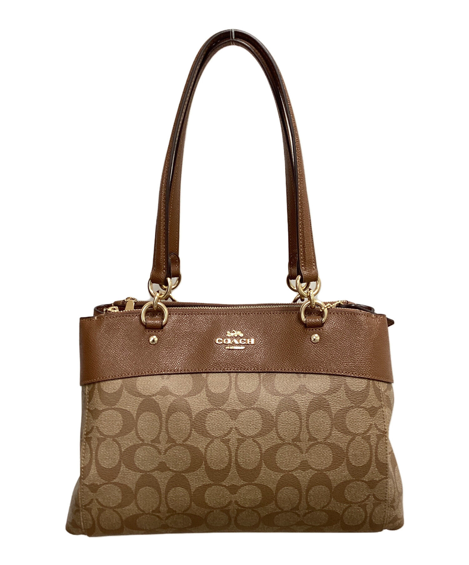COACH コーチ シグネチャー 2WAY ハンドバッグ ショルダーバッグ 中古・古着通販】COACH (コーチ) シグネチャー 2WAYバッグ ベージュ