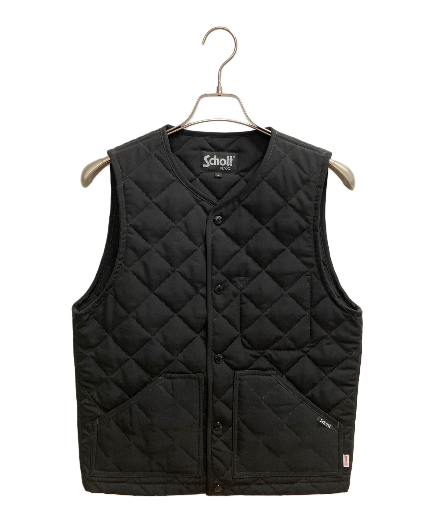 Schott QUILTING WORK VEST/ベージュ　定価19,800円 中古・古着通販】Schott (ショット) QUILTING WORK VEST ブラック