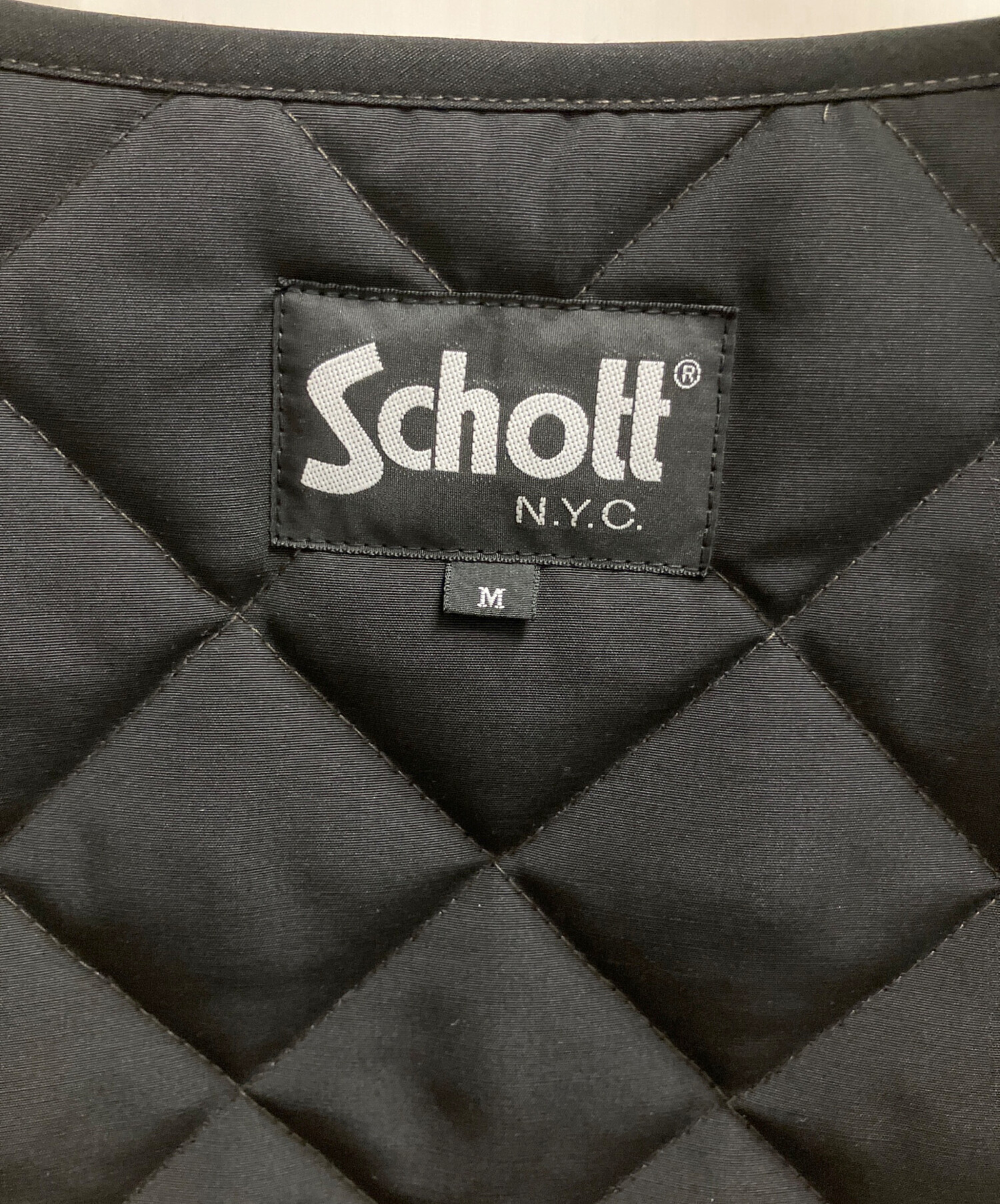 中古・古着通販】Schott (ショット) QUILTING WORK VEST ブラック