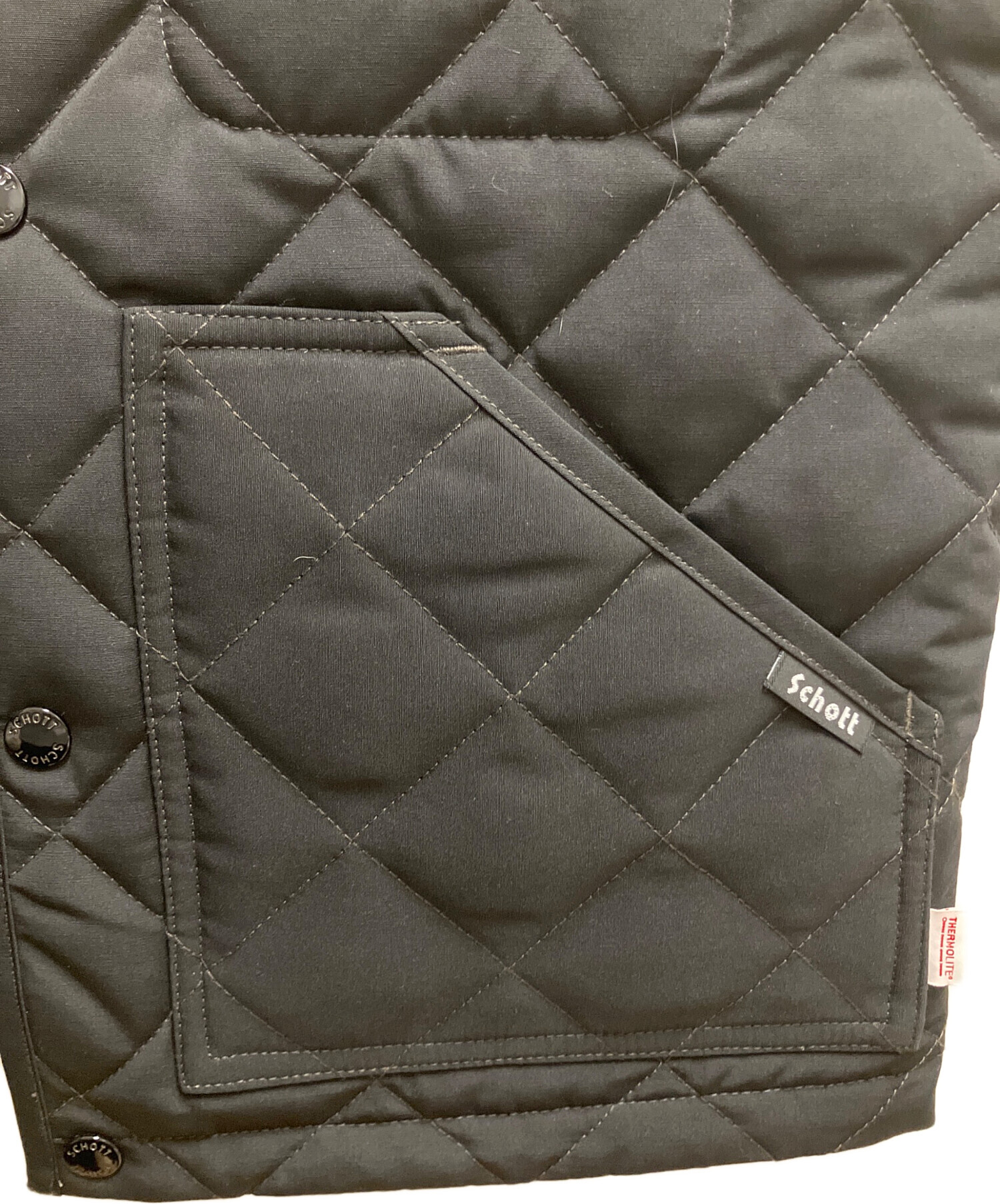 中古・古着通販】Schott (ショット) QUILTING WORK VEST ブラック