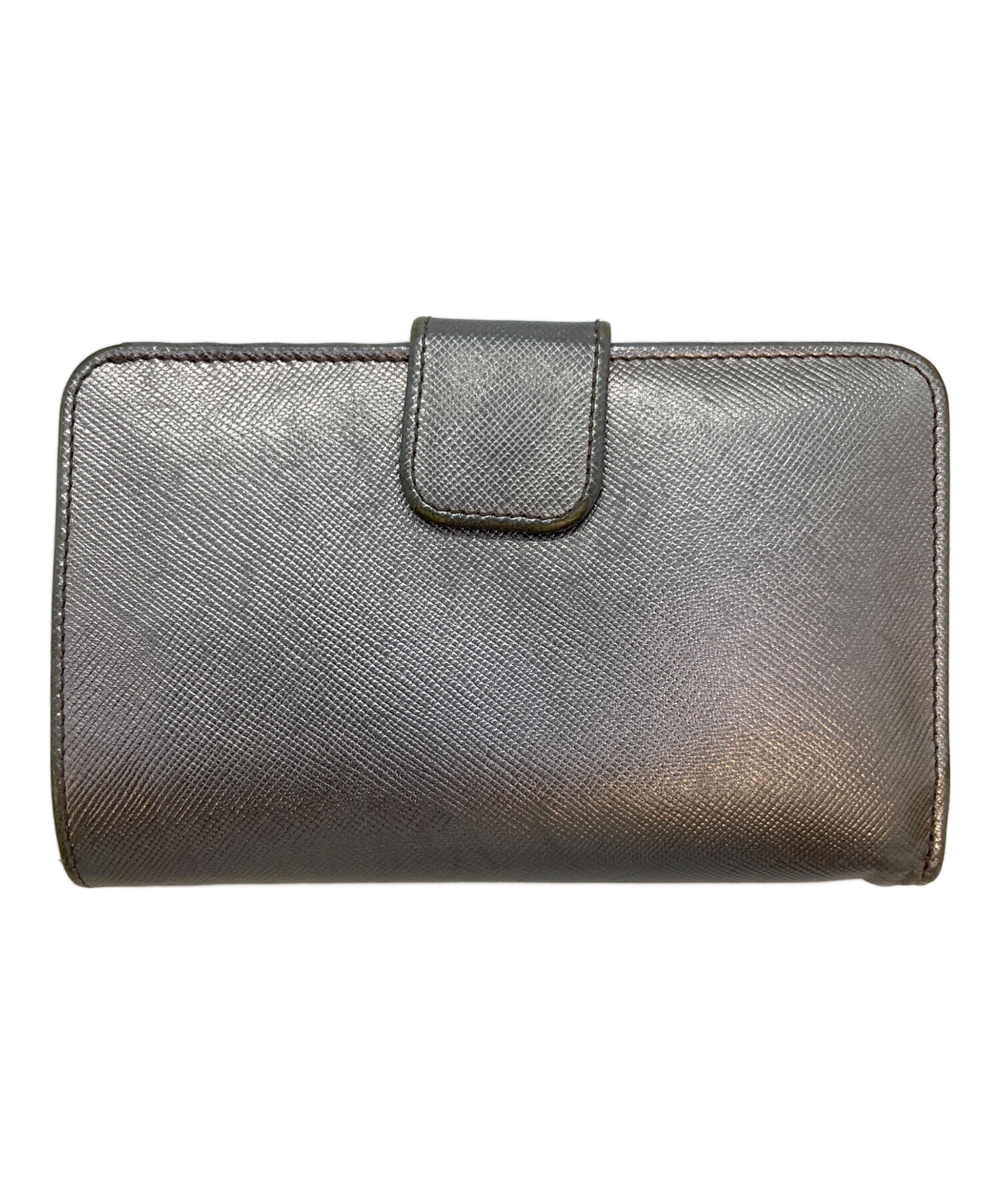 ■美品!【稀少◎】PRADAプラダ／レザー小銭入れ付き二つ折り財布　シルバー銀 中古・古着通販】PRADA (プラダ) 2つ折り財布 シルバー｜ブランド