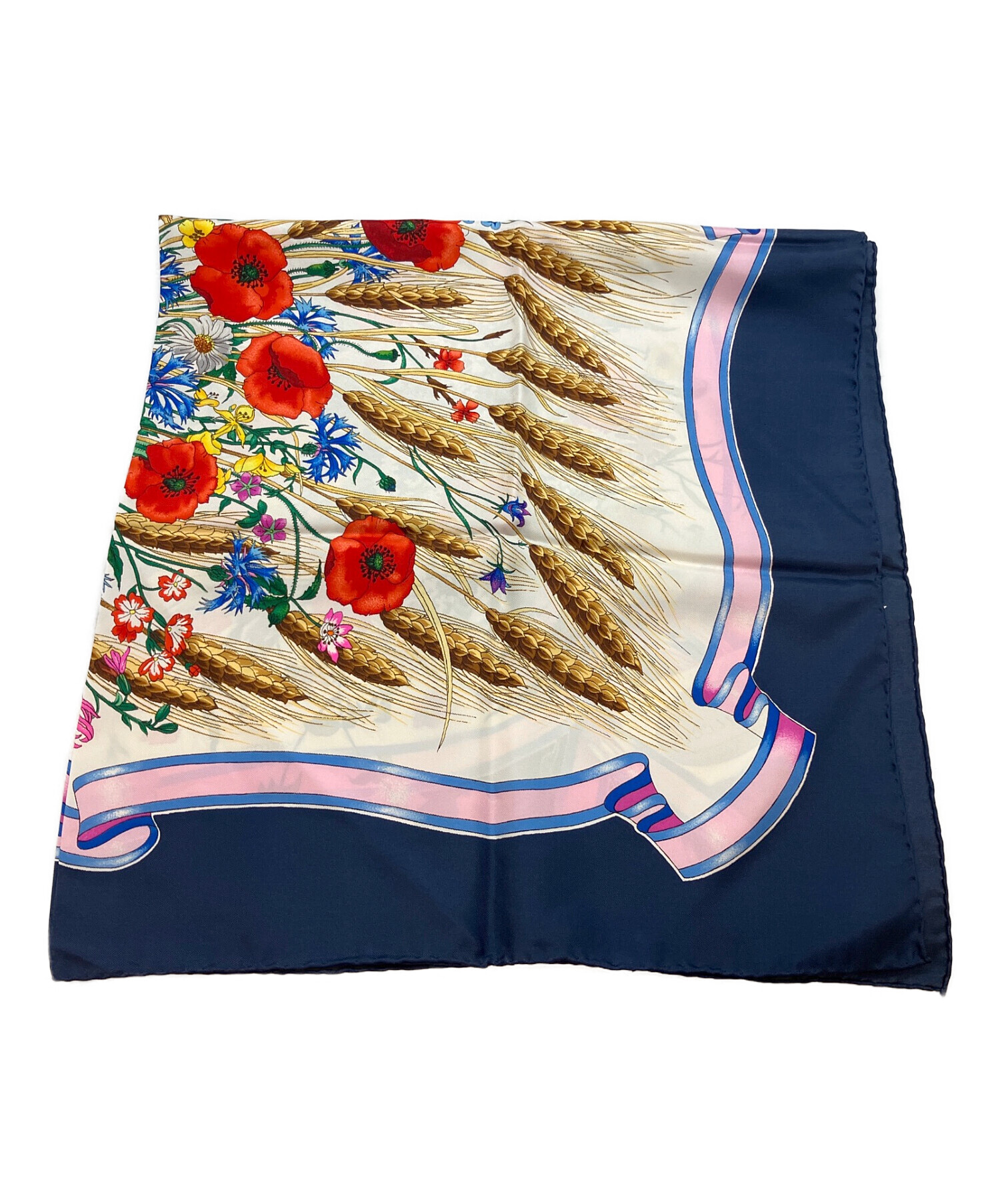 中古・古着通販】GUCCI (グッチ) 大判シルクスカーフ ネイビー