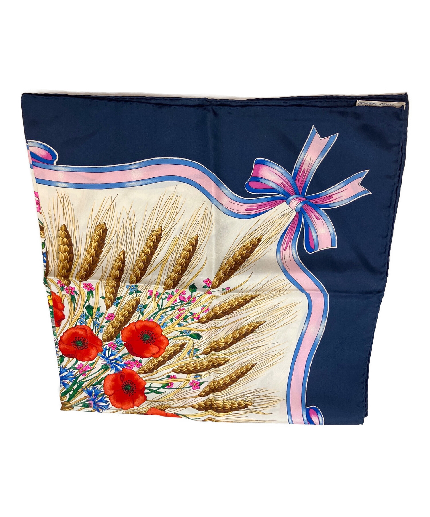 【used品】超美品！Gucci シルクスカーフ MADE IN ITALY 中古・古着通販】GUCCI (グッチ) 大判シルクスカーフ ネイビー