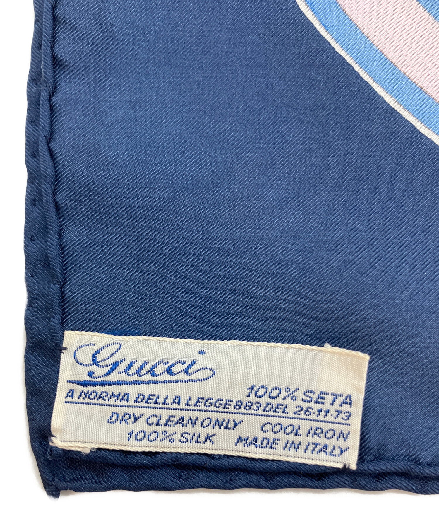 中古・古着通販】GUCCI (グッチ) 大判シルクスカーフ ネイビー