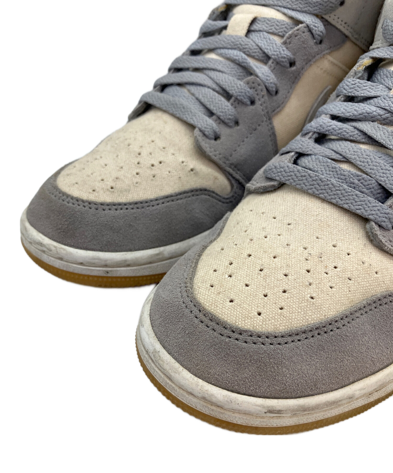 中古・古着通販】NIKE (ナイキ) Air Jordan 1 Mid SE グレー×ベージュ 