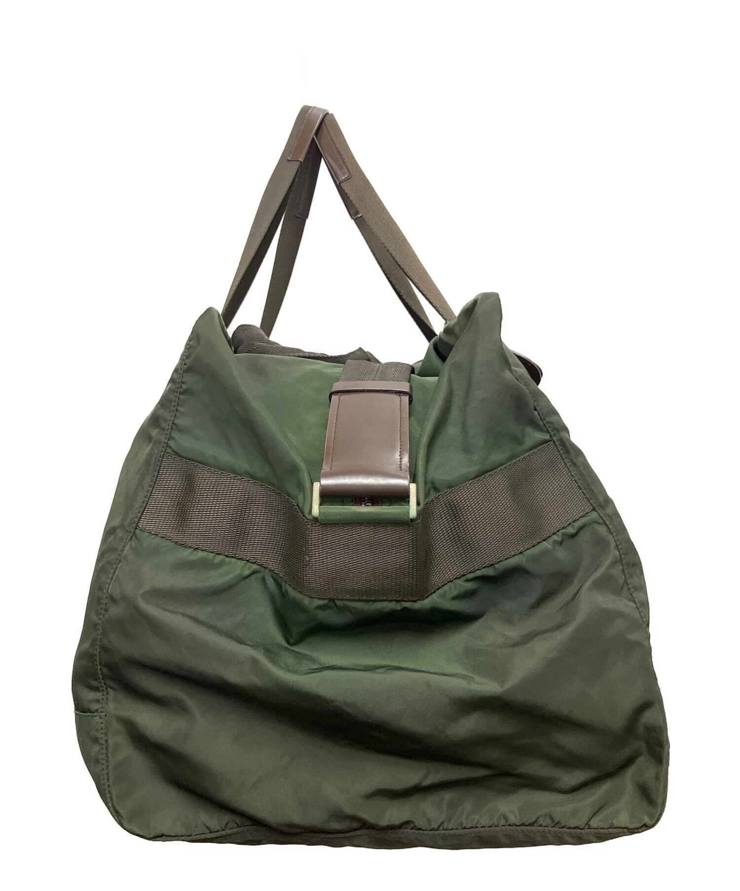 PRADA ボストンバッグ オリーブグリーン　大容量 中古・古着通販】PRADA (プラダ) 2WAYボストンバッグ グリーン