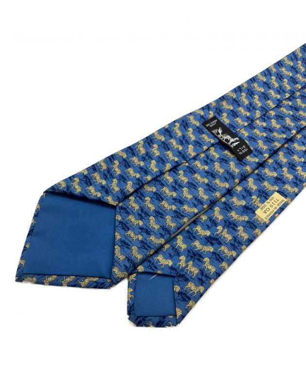 【美品】HERMES エルメス ネクタイ ブルー 象（ゾウ）柄 7266 FA 中古・古着通販】HERMES (エルメス) ネクタイ ブルー サイズ:全長約