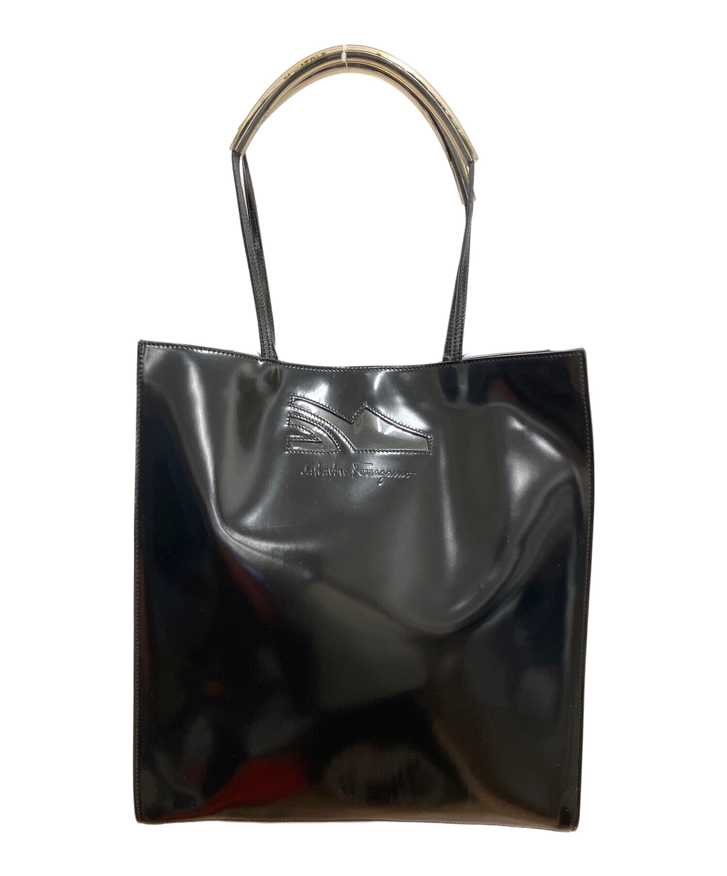 【美品】サルヴァトーレフェラガモ トートバッグ ブラック ナイロン 中古・古着通販】Salvatore Ferragamo (サルヴァトーレ フェラガモ