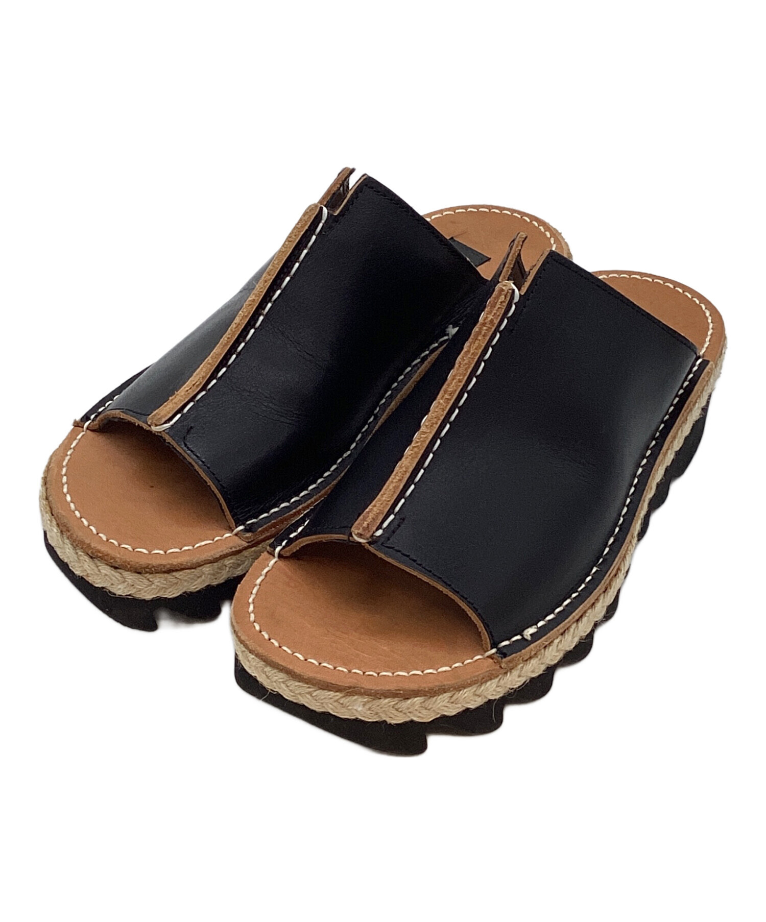 Y's ワイズ サンダル 中古・古着通販】Y's (ワイズ) LEATHER SANDALS サンダル ブラック