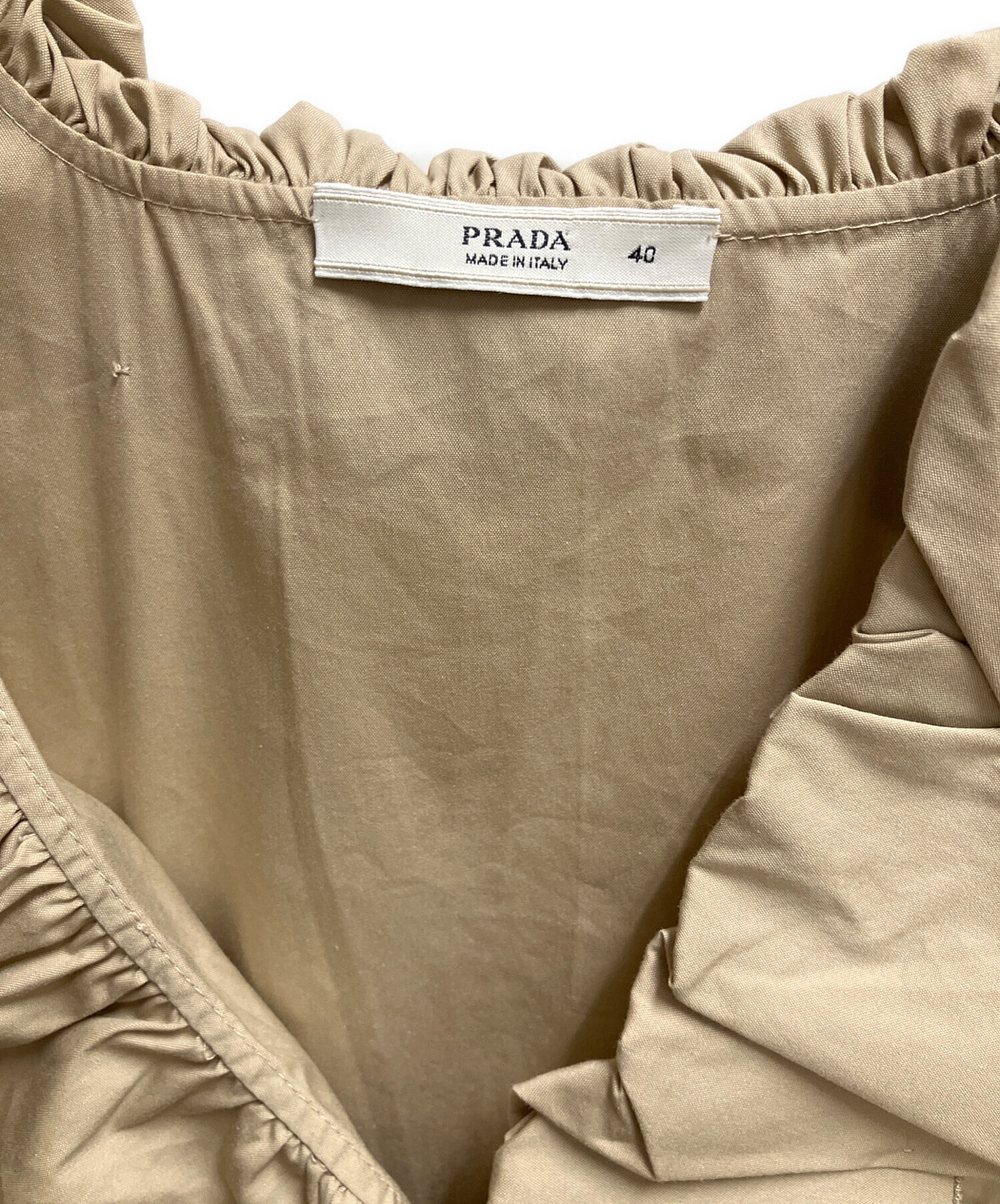 中古・古着通販】PRADA (プラダ) ノースリーブワンピース ベージュ