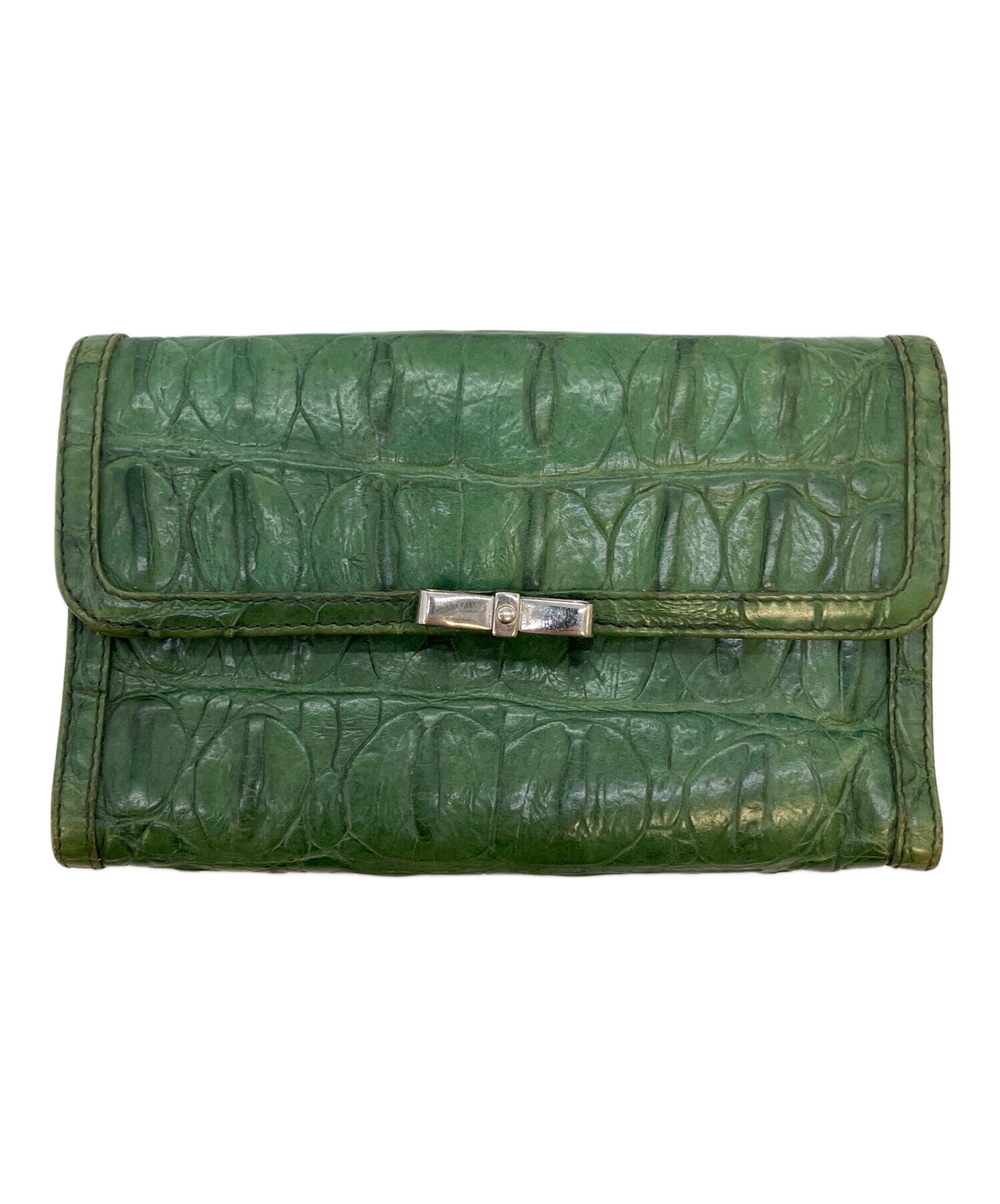miu miu グリーン 三つ折り財布 中古・古着通販】MIU MIU (ミュウミュウ) 3つ折り財布 グリーン