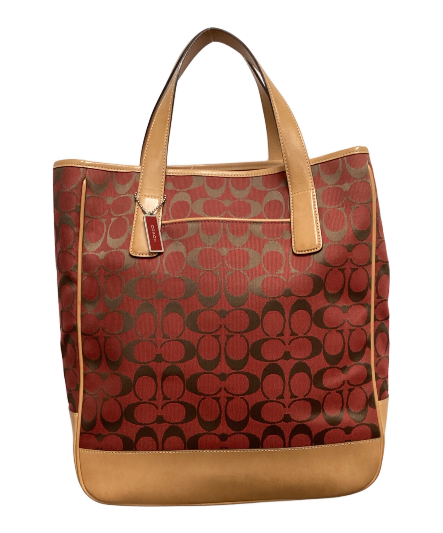 中古・古着通販】COACH (コーチ) トートバッグ レッド×キャメル