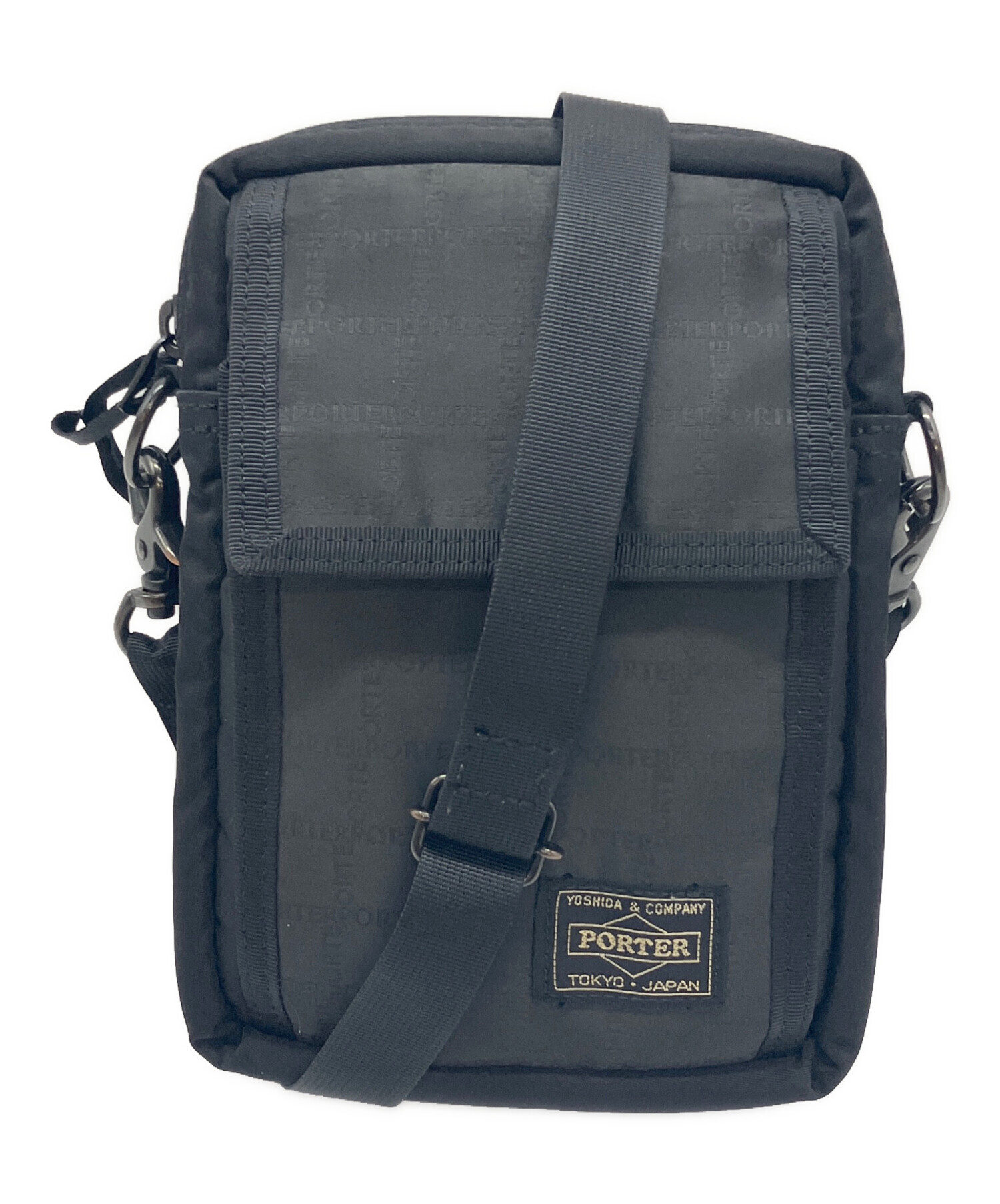 ぴー 　PORTER ブラックパターン 2WAYミニショルダーバッグ 黒 中古・古着通販】PORTER (ポーター) BLACK PATTERN MINI SHOULDER BAG
