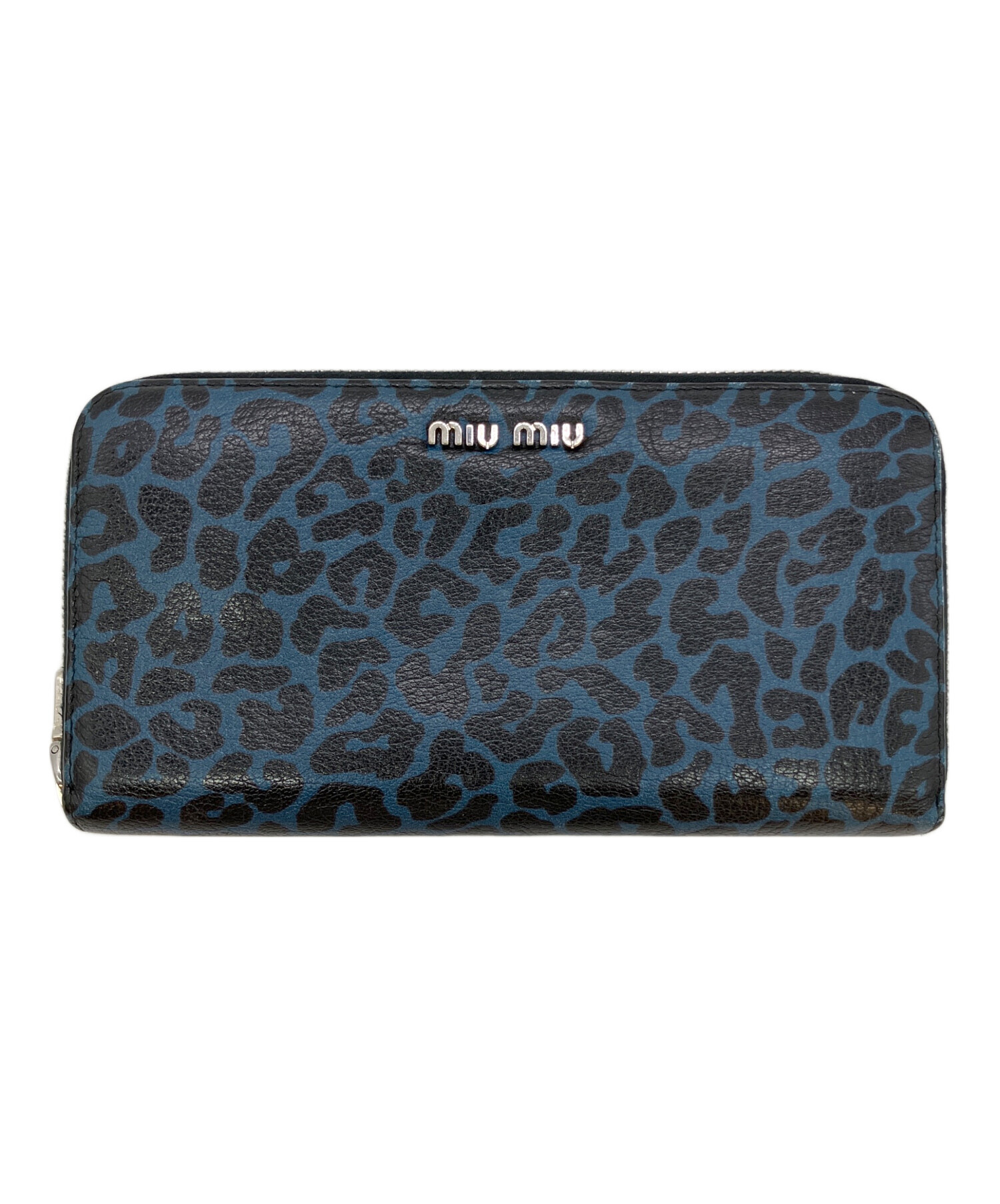 MIU MIU ヒョウ柄 長財布 中古・古着通販】MIU MIU (ミュウミュウ) レオパード柄長財布 ネイビー