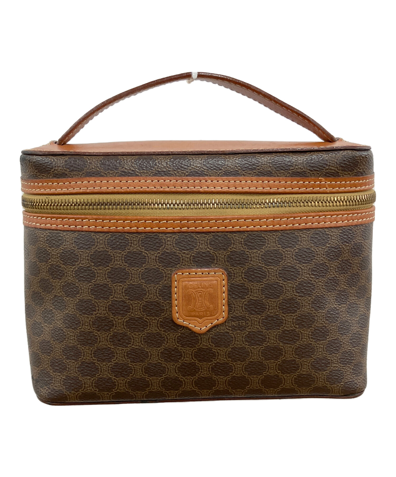 CELINE セリーヌ マカダム柄 トリンオフ バニティ ハンドバッグ ブラウン 中古・古着通販】CELINE (セリーヌ) マカダム バニティバッグ ブラウン