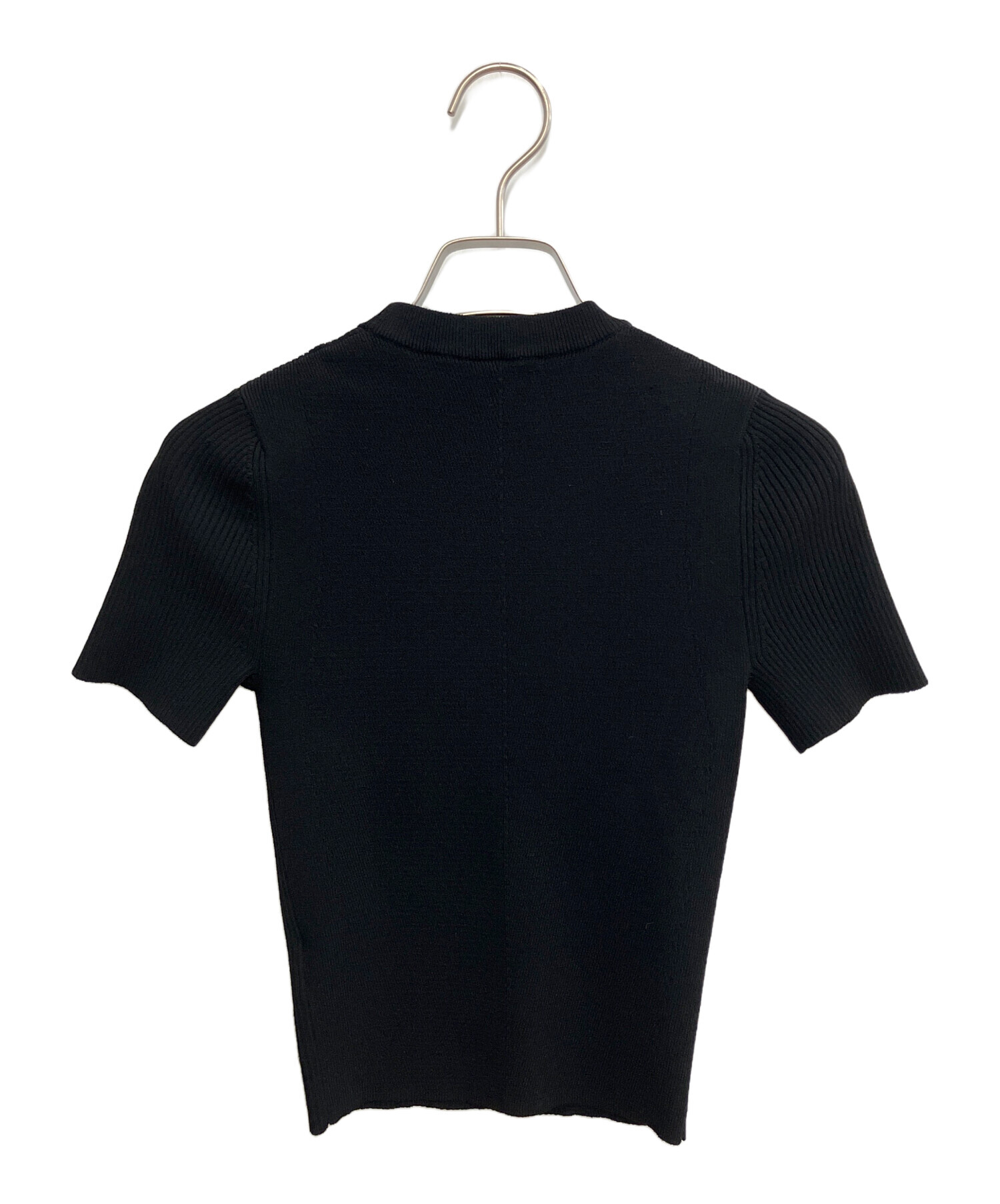 DIESEL ロゴ刺繍 タートルネック 半袖ニット ブラック 中古・古着通販】DIESEL (ディーゼル) 半袖ニット ブラック サイズ