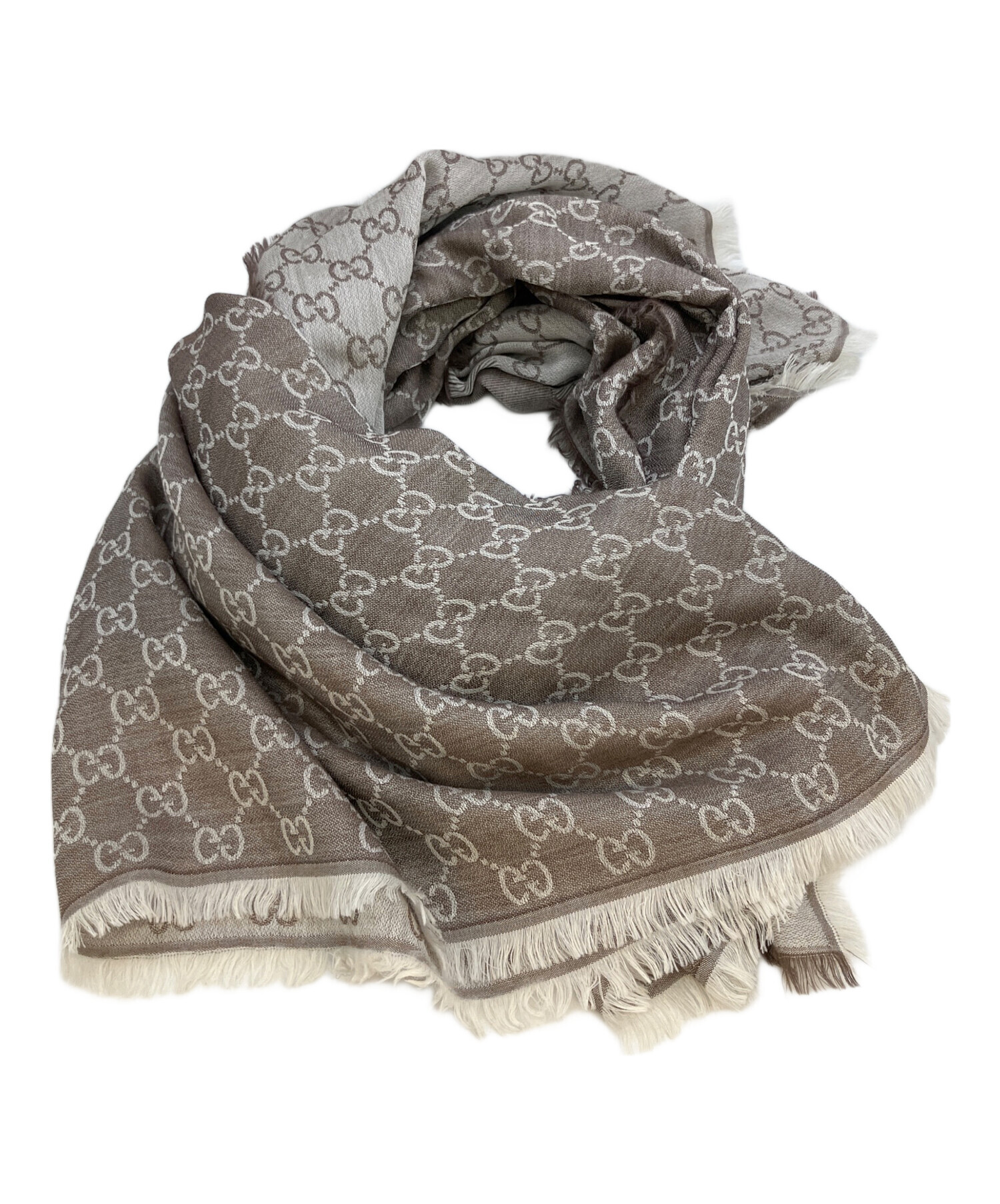 GUCCI グレー ロゴ入り ストール 中古・古着通販】GUCCI (グッチ) GG ストール ライトグレー｜ブランド