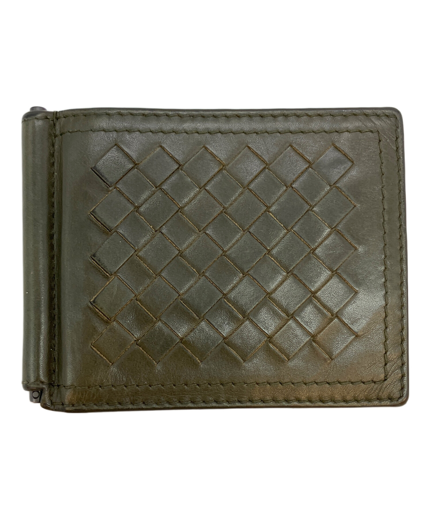 BOTTEGA VENETA マネークリップ オリーブ グリーン 中古・古着通販】BOTTEGA VENETA (ボッテガベネタ) イントレチャート