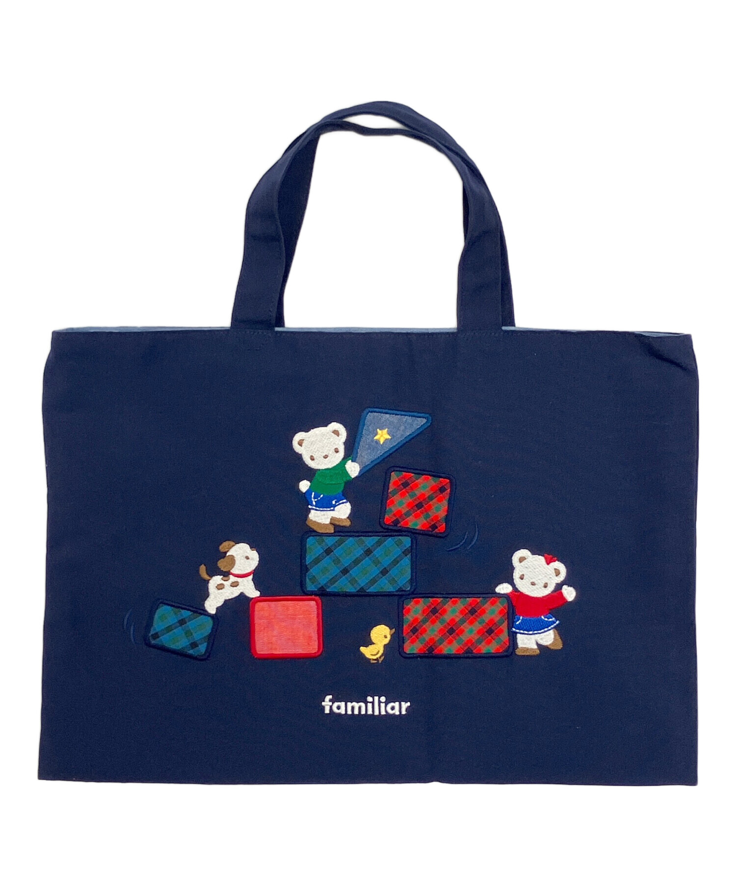 familiar 刺繍トートバッグ ネイビー　新品　未使用 中古・古着通販】familiar (ファミリア) トートバッグ ネイビー