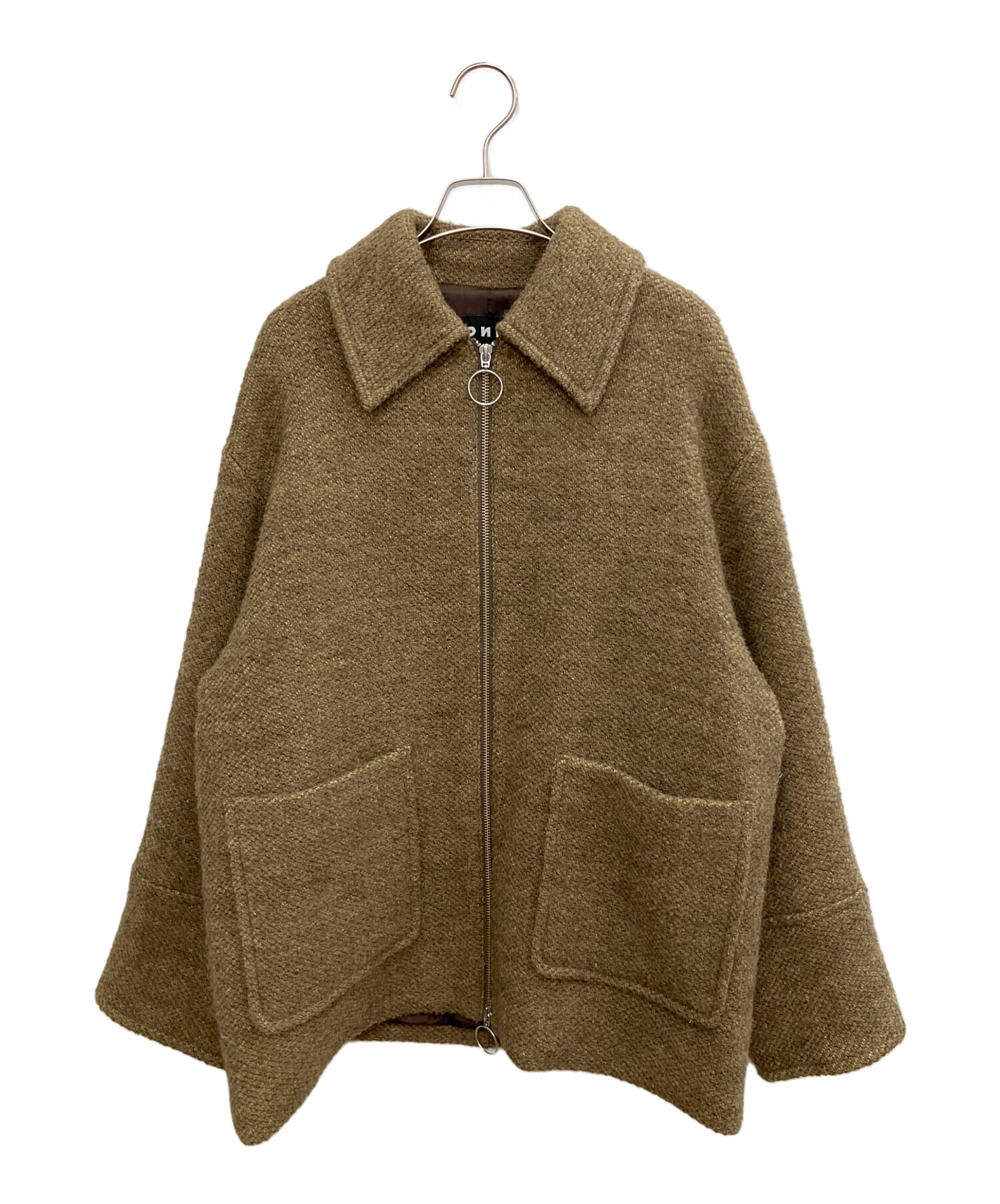 BONUM バンダナリメイクコート 中古・古着通販】Bonum (ボナム) TWEED ZIP コート ライトブラウン
