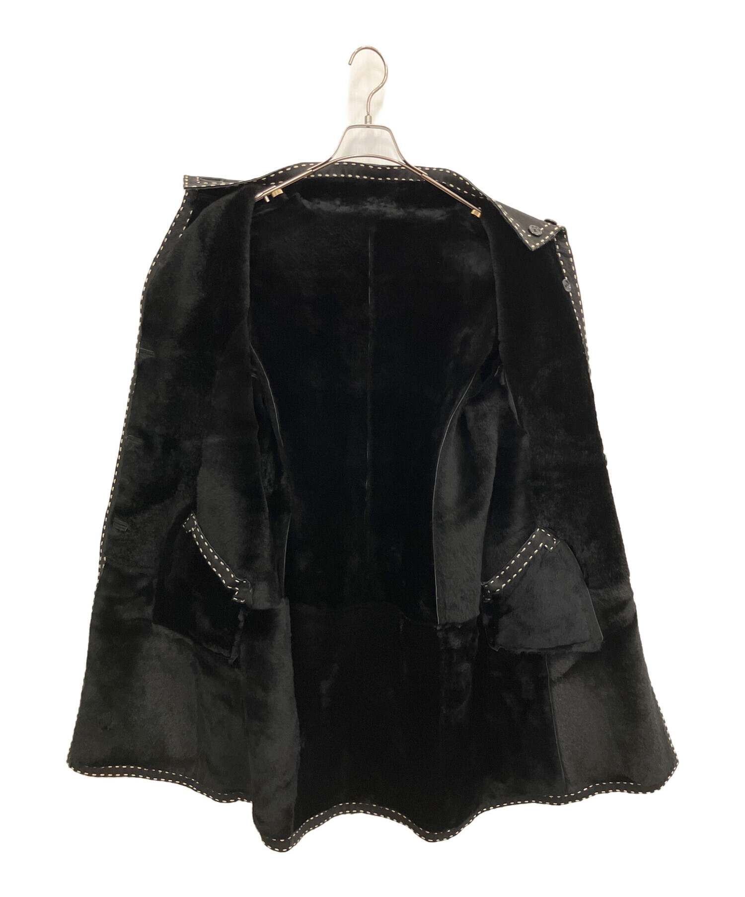 BALMAIN♡サイズ13♡羊革♡コート♡送料込 中古・古着通販】BALMAIN (バルマン) レザーコート ブラック サイズ