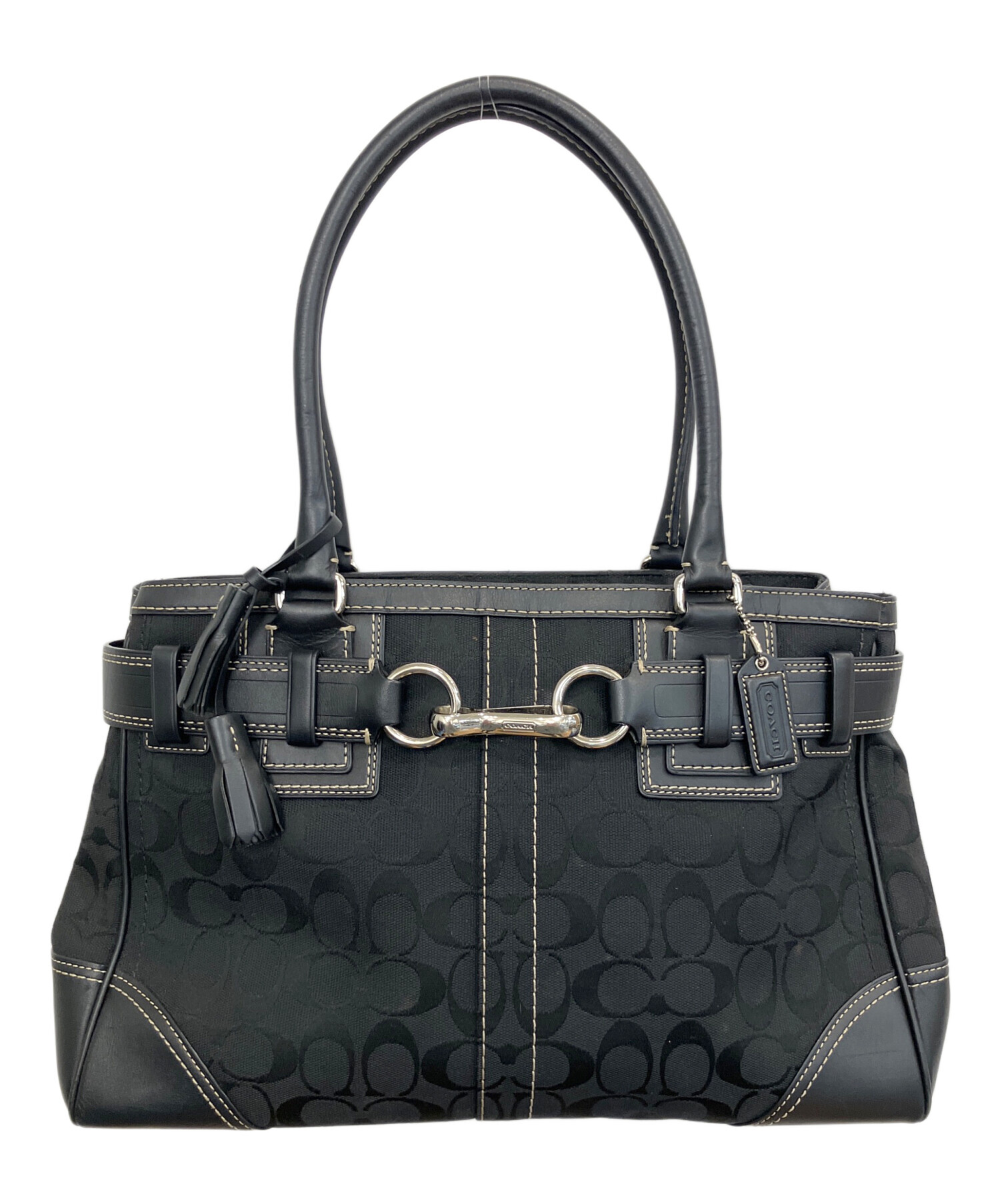 美品 COACH コーチ シグネチャー バッグ ハンプトンズ y2k bag 黒 中古・古着通販】COACH (コーチ) シグネチャー ハンプトンズ ブラック