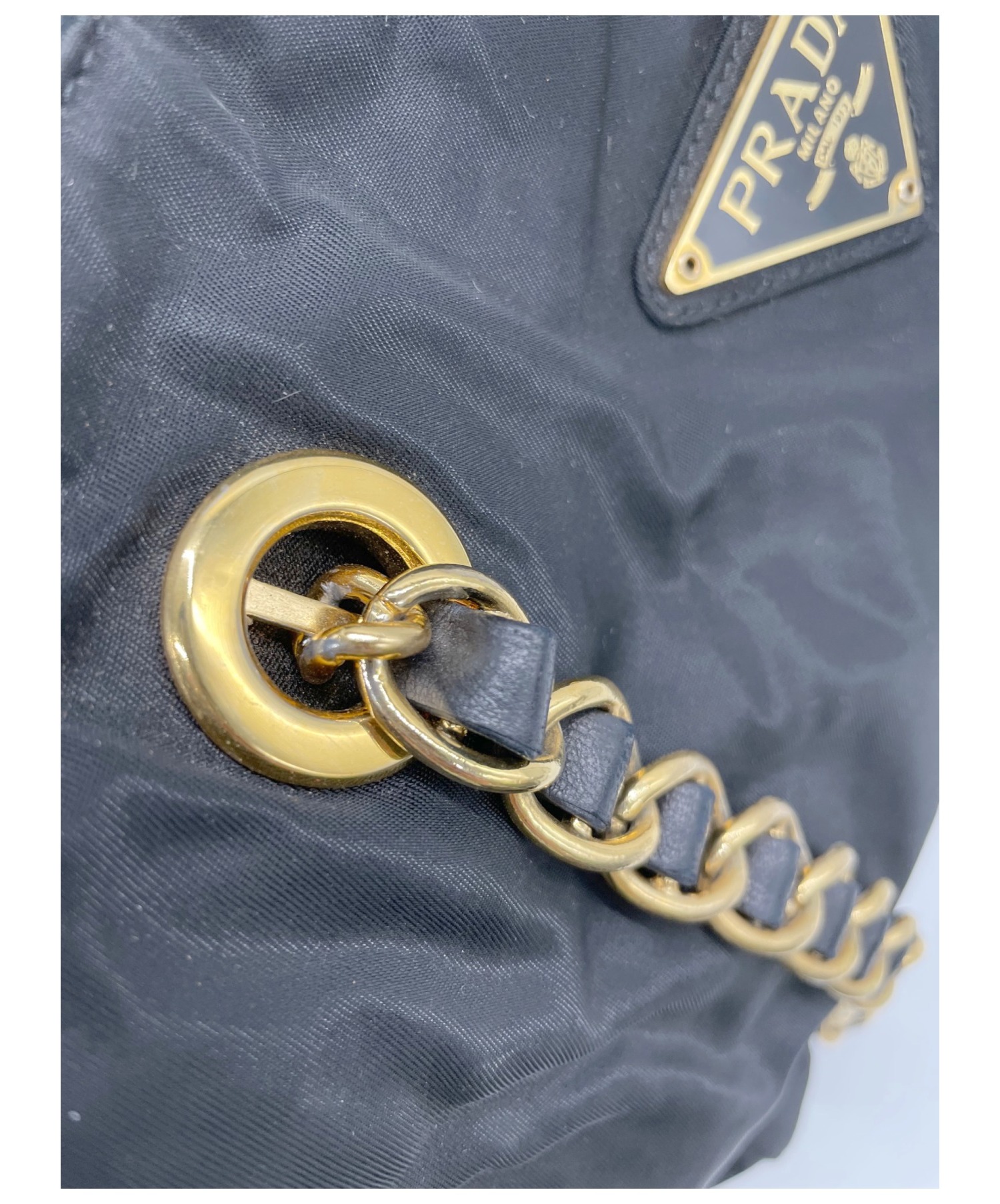 プラダ PRADAチェーン　バック 中古・古着通販】PRADA (プラダ) チェーンショルダーバッグ ブラック