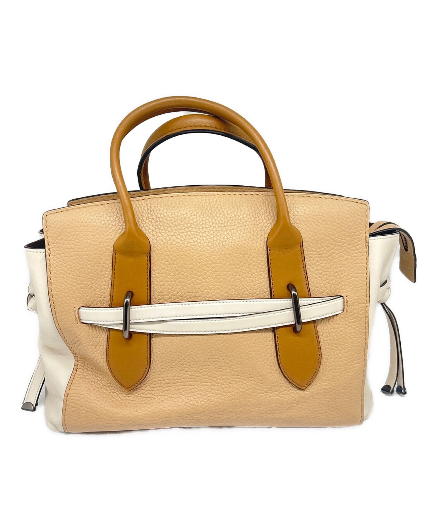 中古・古着通販】COACH (コーチ) 2WAYトートバッグ ベージュ×ホワイト