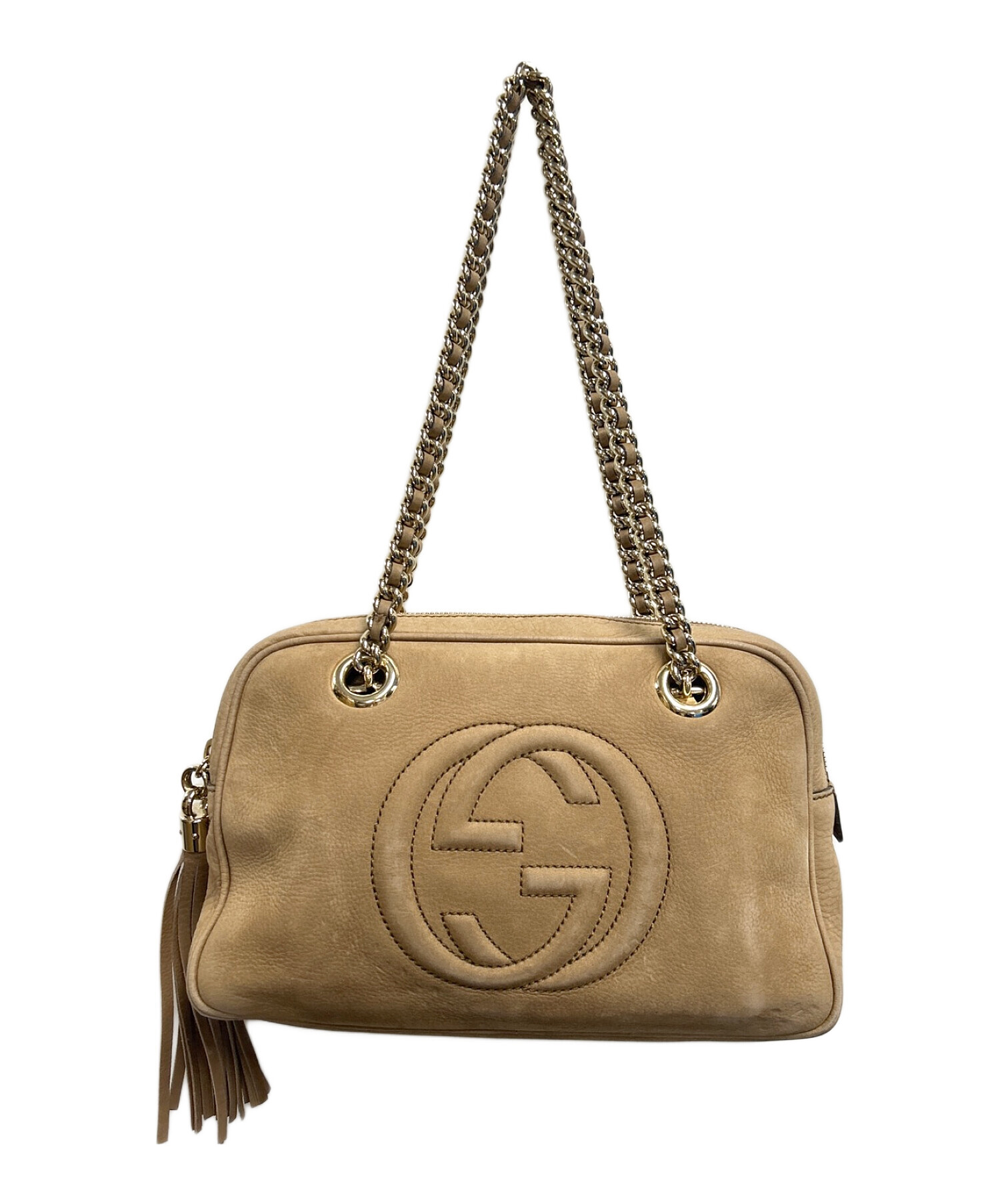 中古・古着通販】GUCCI (グッチ) チェーントートバッグ ベージュ 