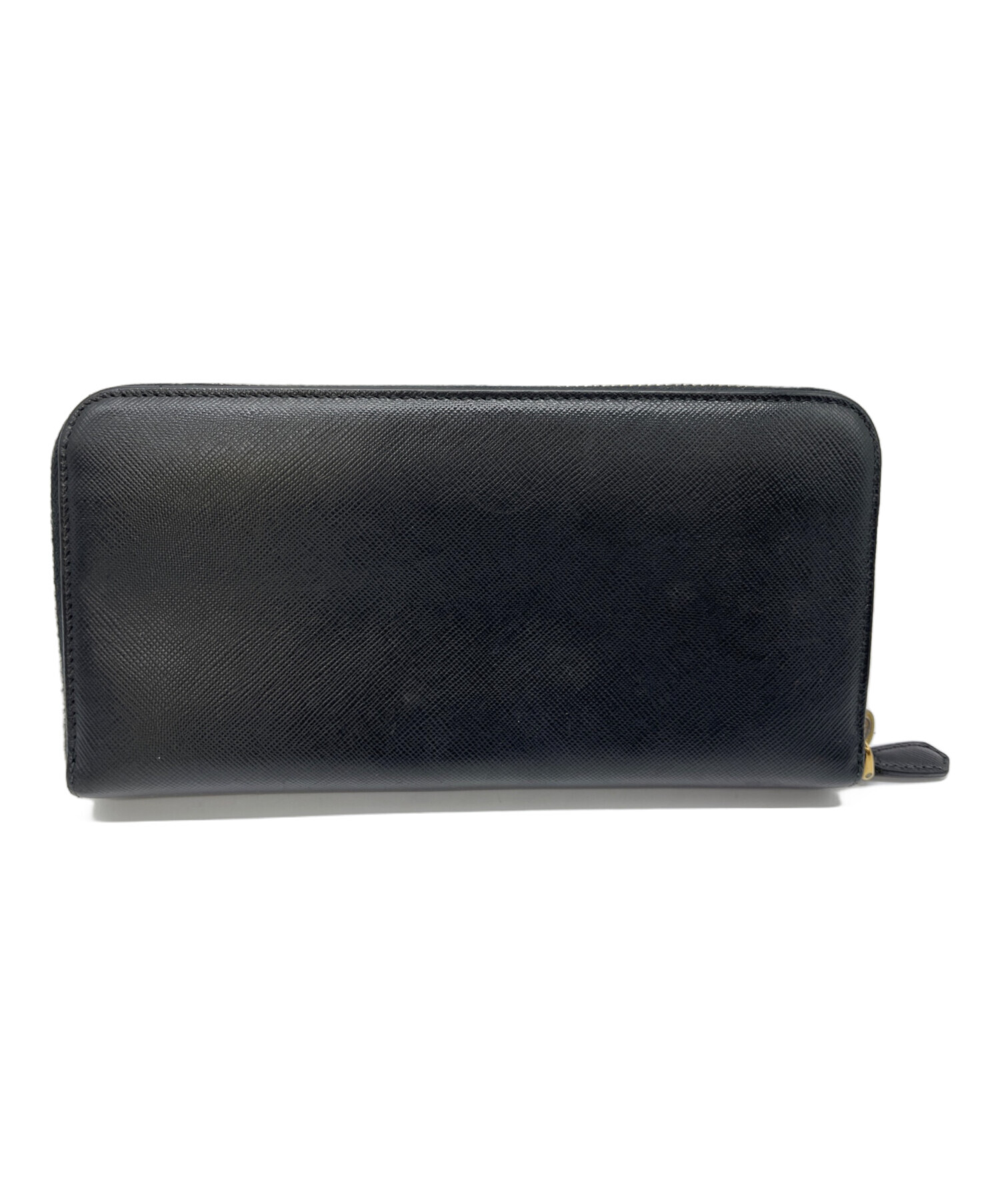 本物 プラダ PRADA リボン レザー ラウンドファスナー 長財布 ロングウォレット ブラック 財布 ウォレット 中古・ PRADA - 本物 プラダ PRADA リボン レザー ラウンドファスナー 長財布