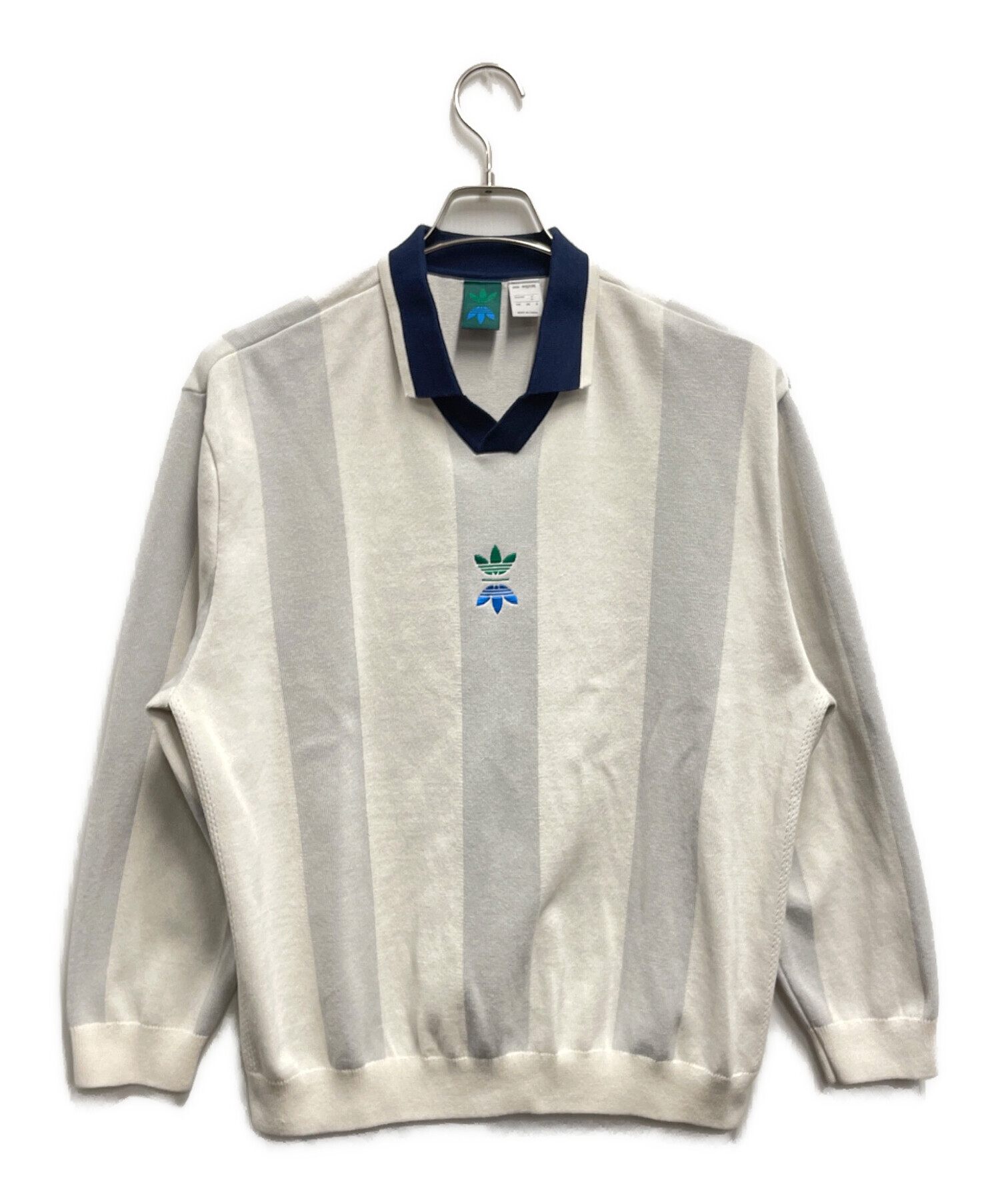 中古・古着通販】adidas (アディダス) 長袖ニットポロ ホワイト