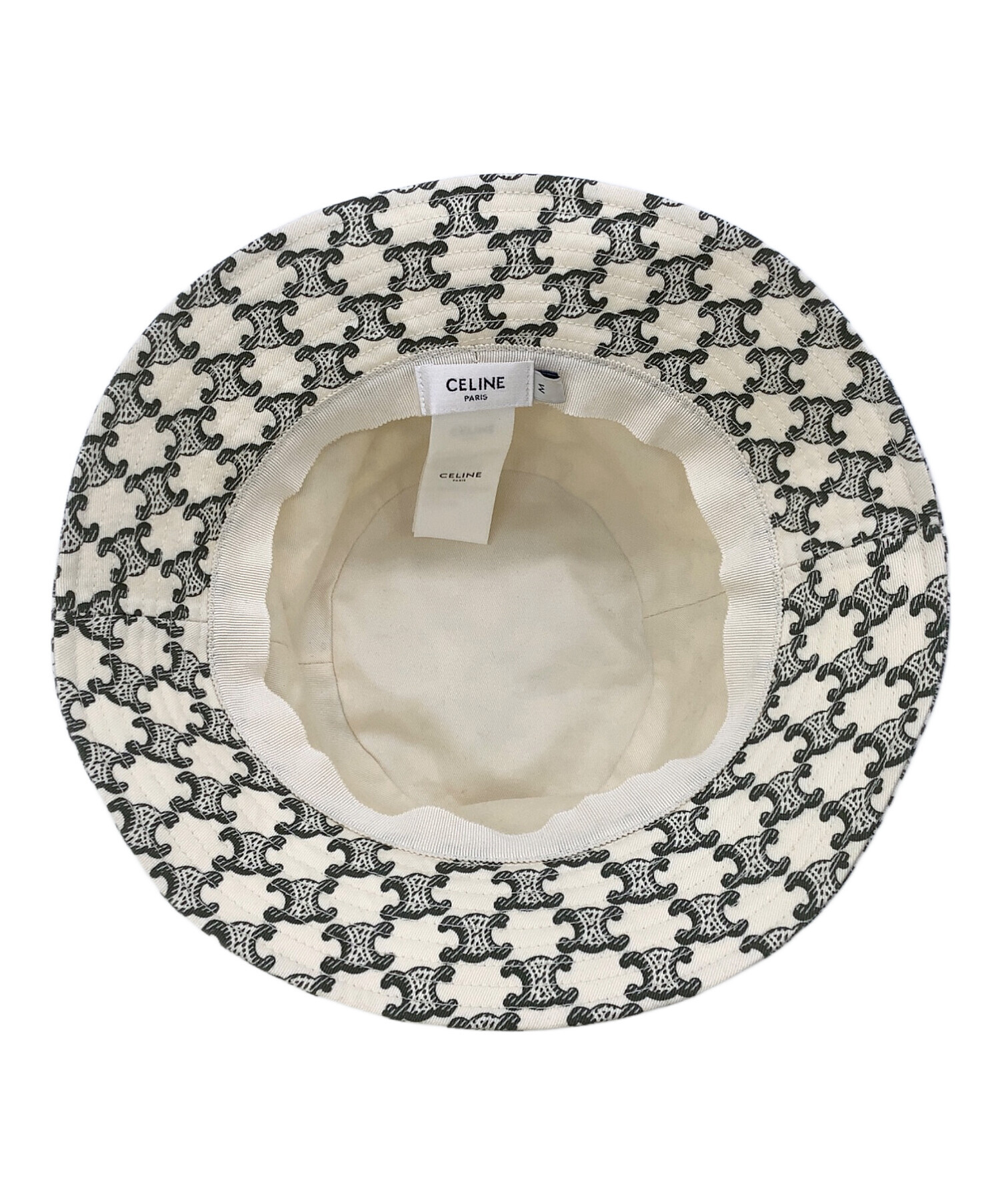 美品　CELINE♦︎バケットハット M ロゴ入り　ホワイト CELINE♦︎バケットハット Mサイズ バケハ ロゴ入りホワイト セリーヌ