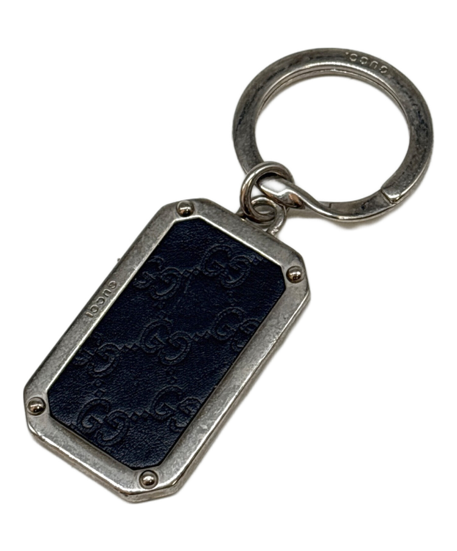 中古・古着通販】GUCCI (グッチ) GGロゴキーリング ブラック×シルバー