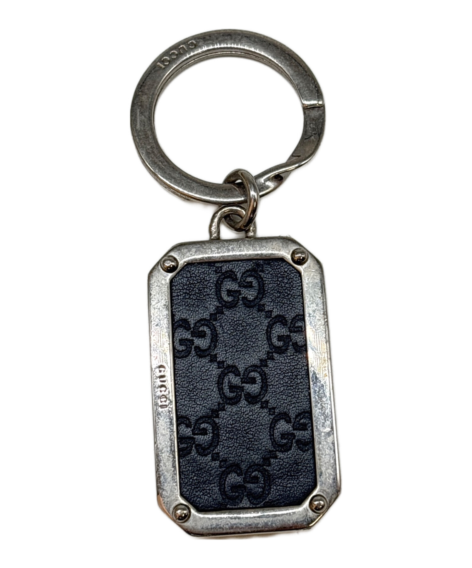 【新品未使用】GUCCI キーリング シルバー/黒 中古・古着通販】GUCCI (グッチ) GGロゴキーリング ブラック×シルバー