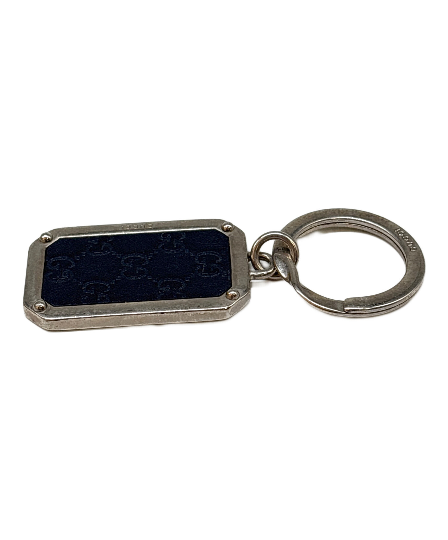 中古・古着通販】GUCCI (グッチ) GGロゴキーリング ブラック×シルバー 